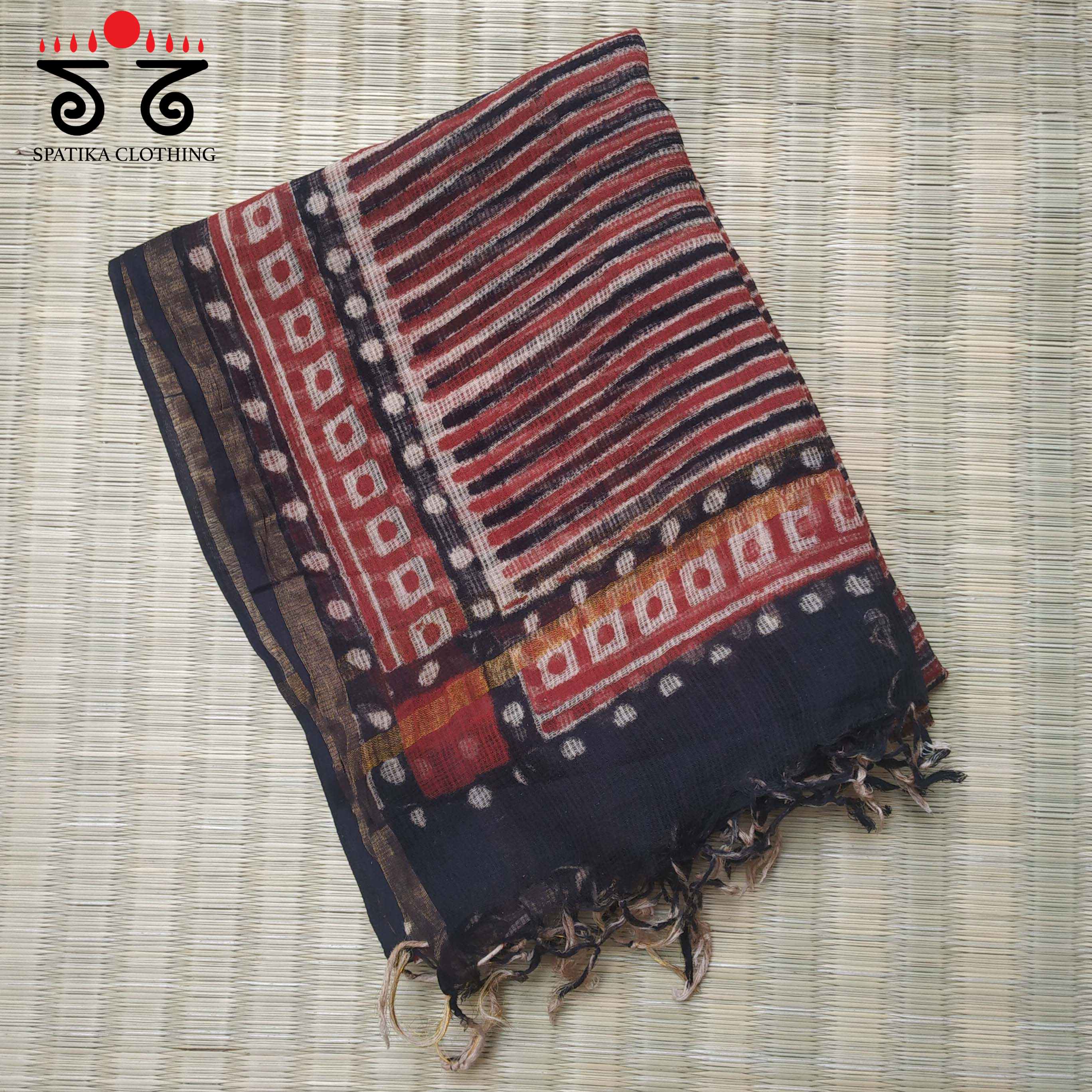Ajrakh on Kota Dupatta - Natural Dyes