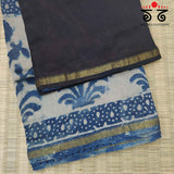 Bagru Handblock Print on Chanderi Silk Cotton Saree