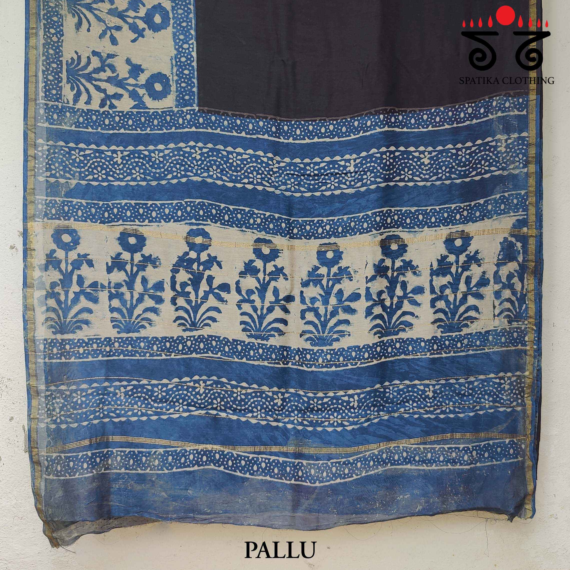 Bagru Handblock Print on Chanderi Silk Cotton Saree