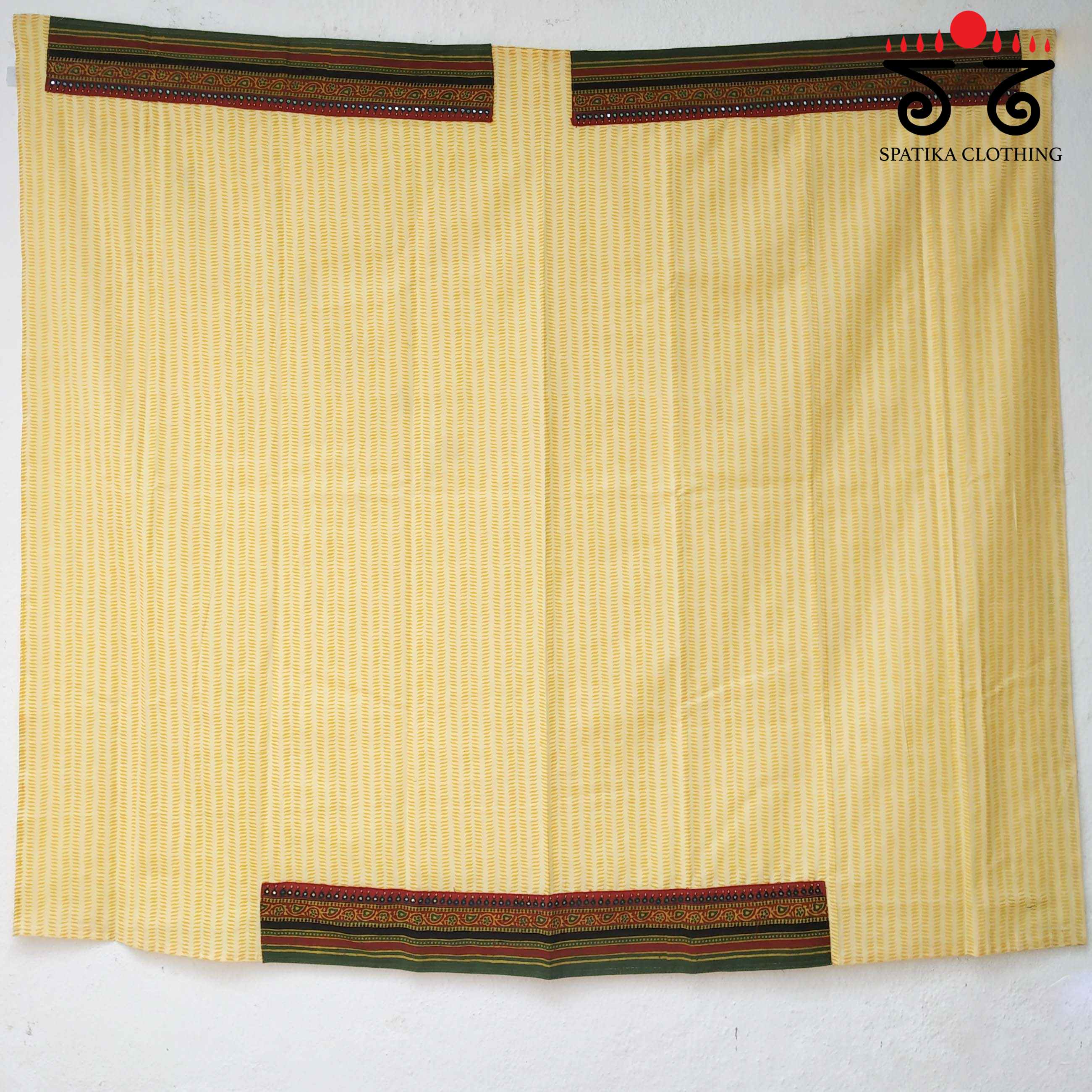 Handblock Printed - Hand Embroidered Blouse Fabric