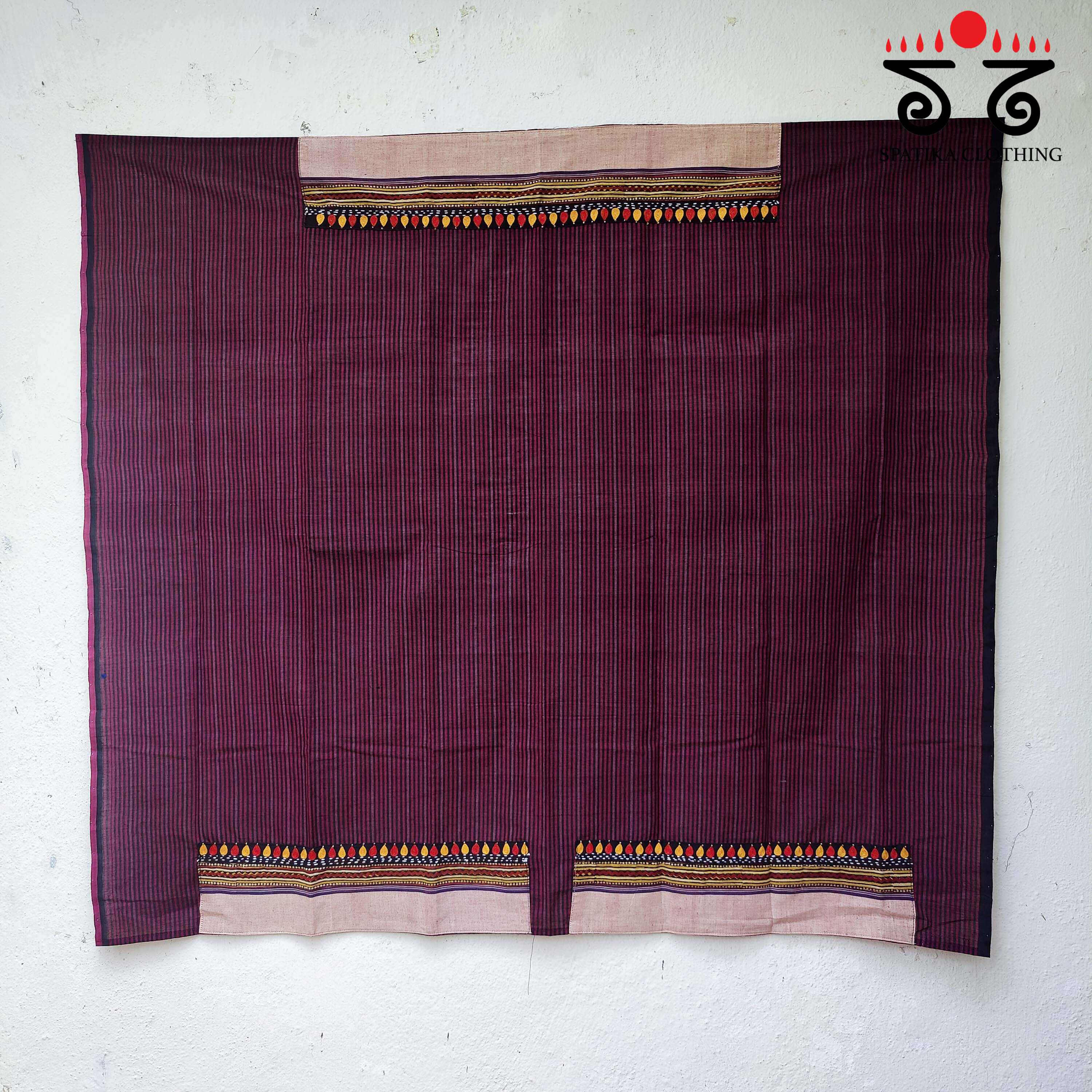 Handwoven Cotton -  Hand Embroidered Blouse Fabric