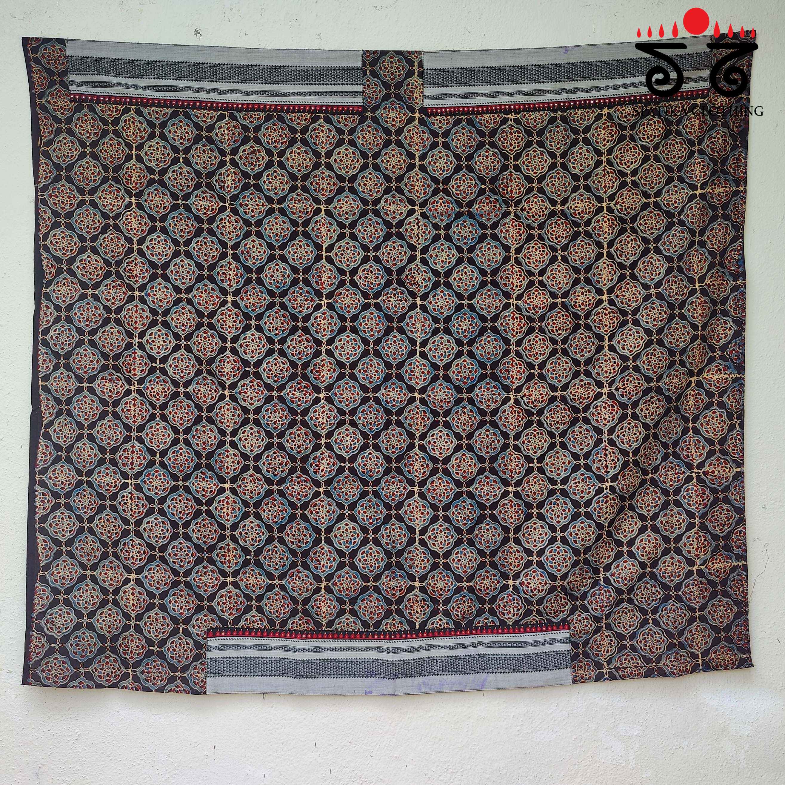 Ajrakh Hand Embroidered Blouse Fabric