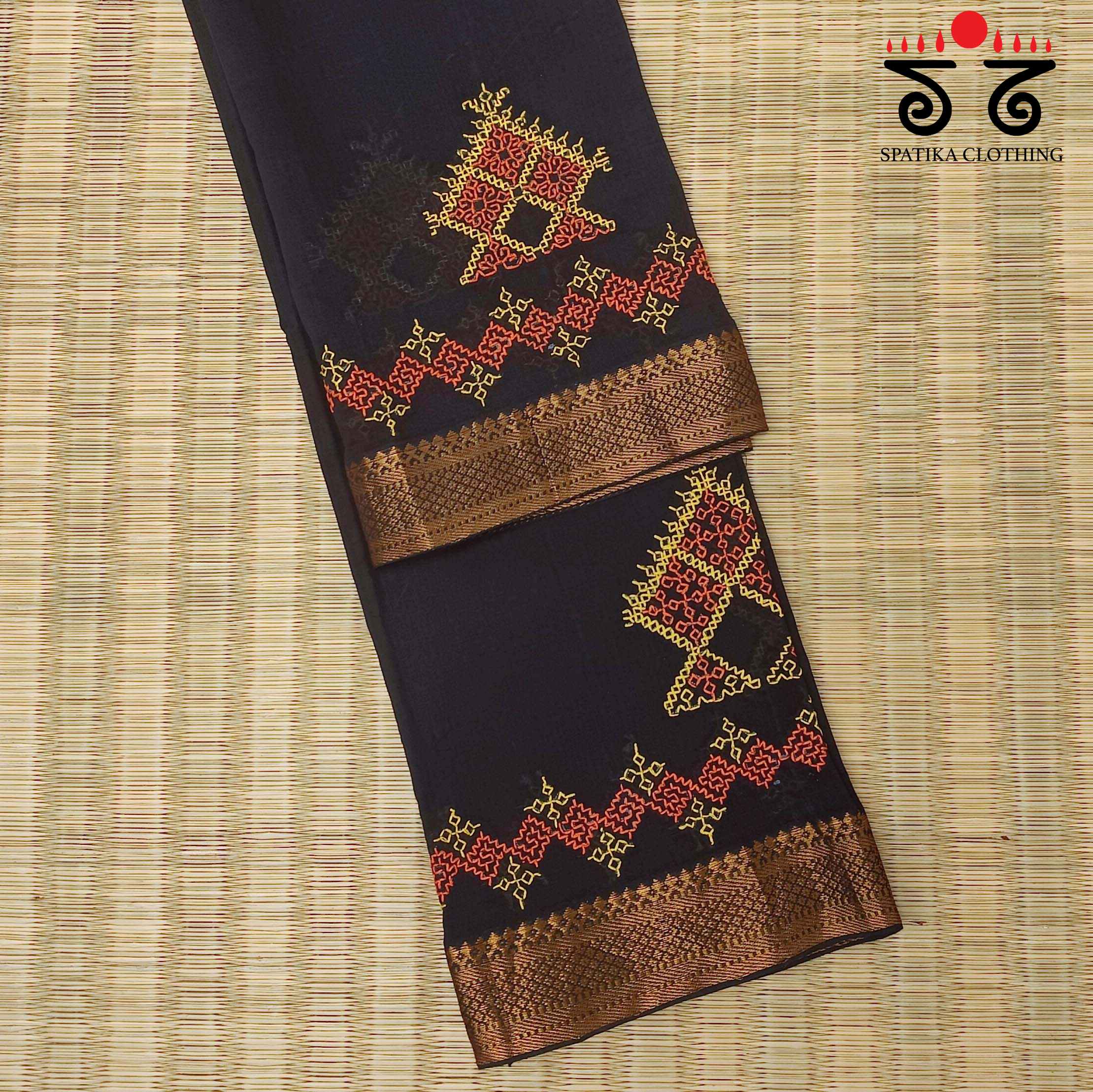 Kasuti Handembroidery on Mangalagiri Cotton Blouse Fabric