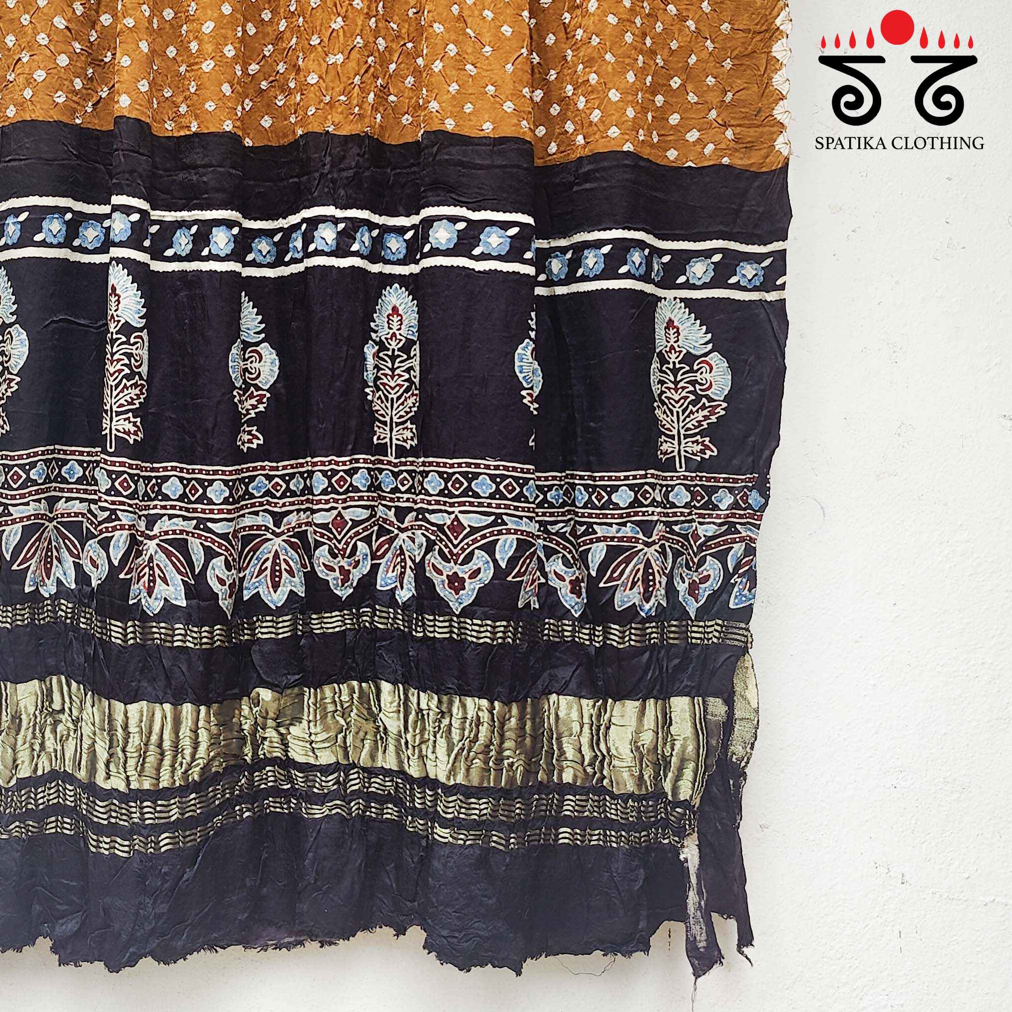 Bandhani - Ajrakh on Modal Silk Dupatta