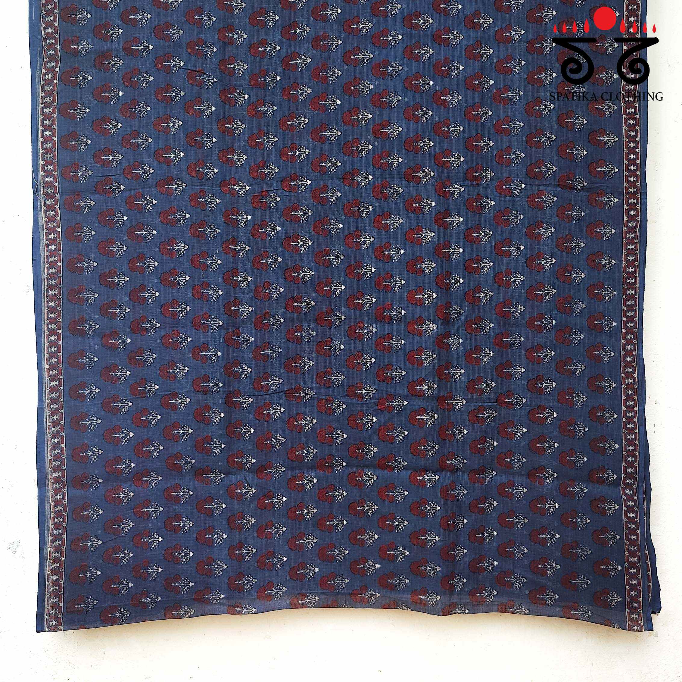 Ajrakh Handblock Print on Kota Cotton Saree