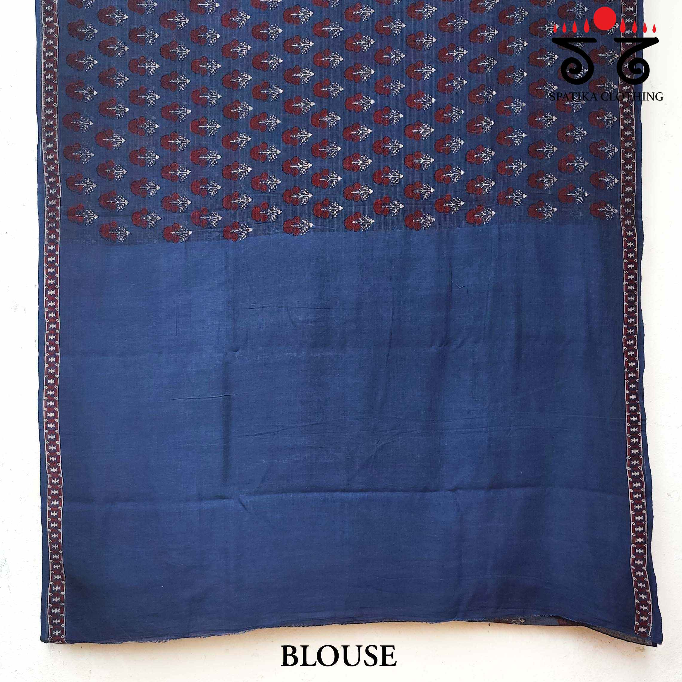 Ajrakh Handblock Print on Kota Cotton Saree