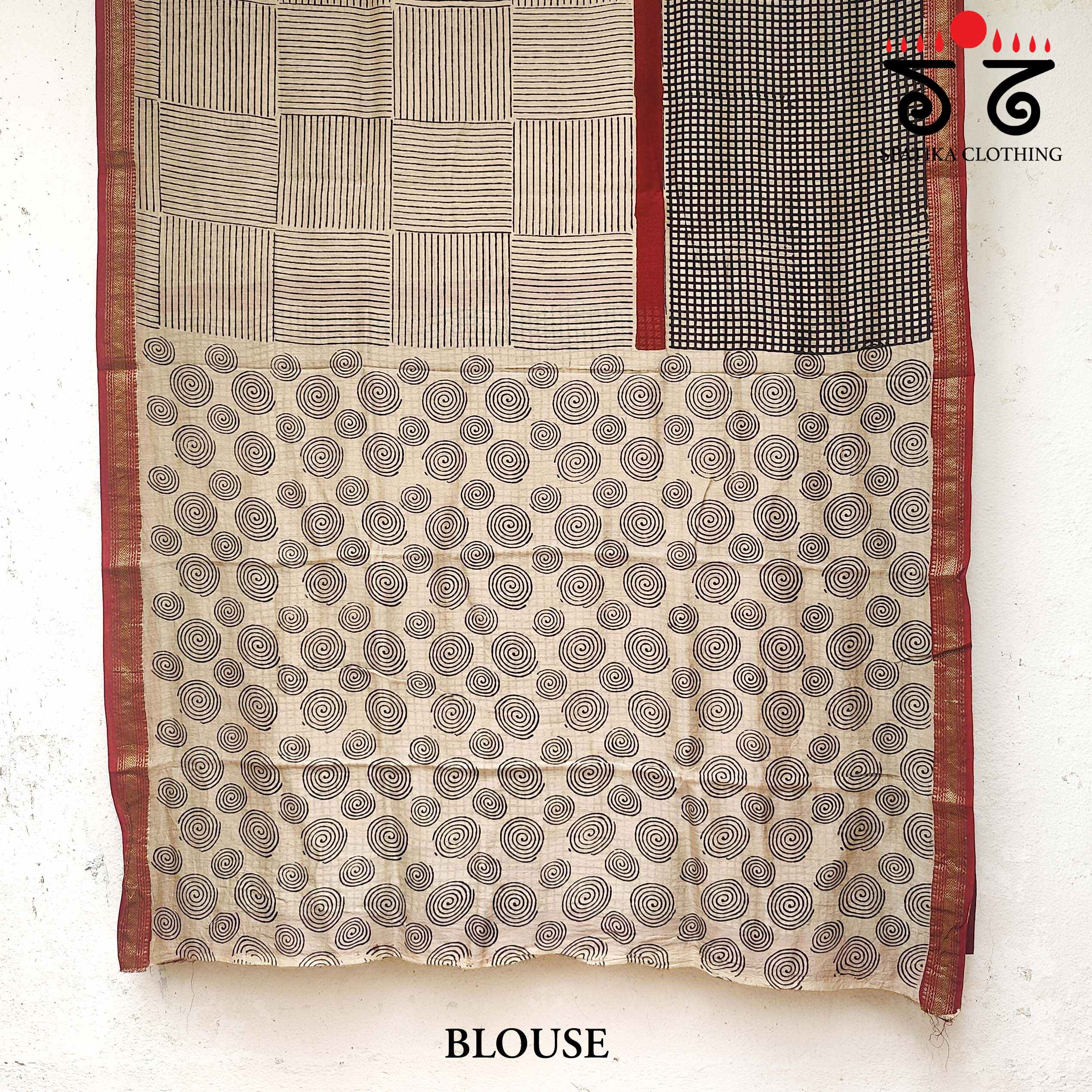 Handblock Print on Maheshwari Silk Cotton Saree