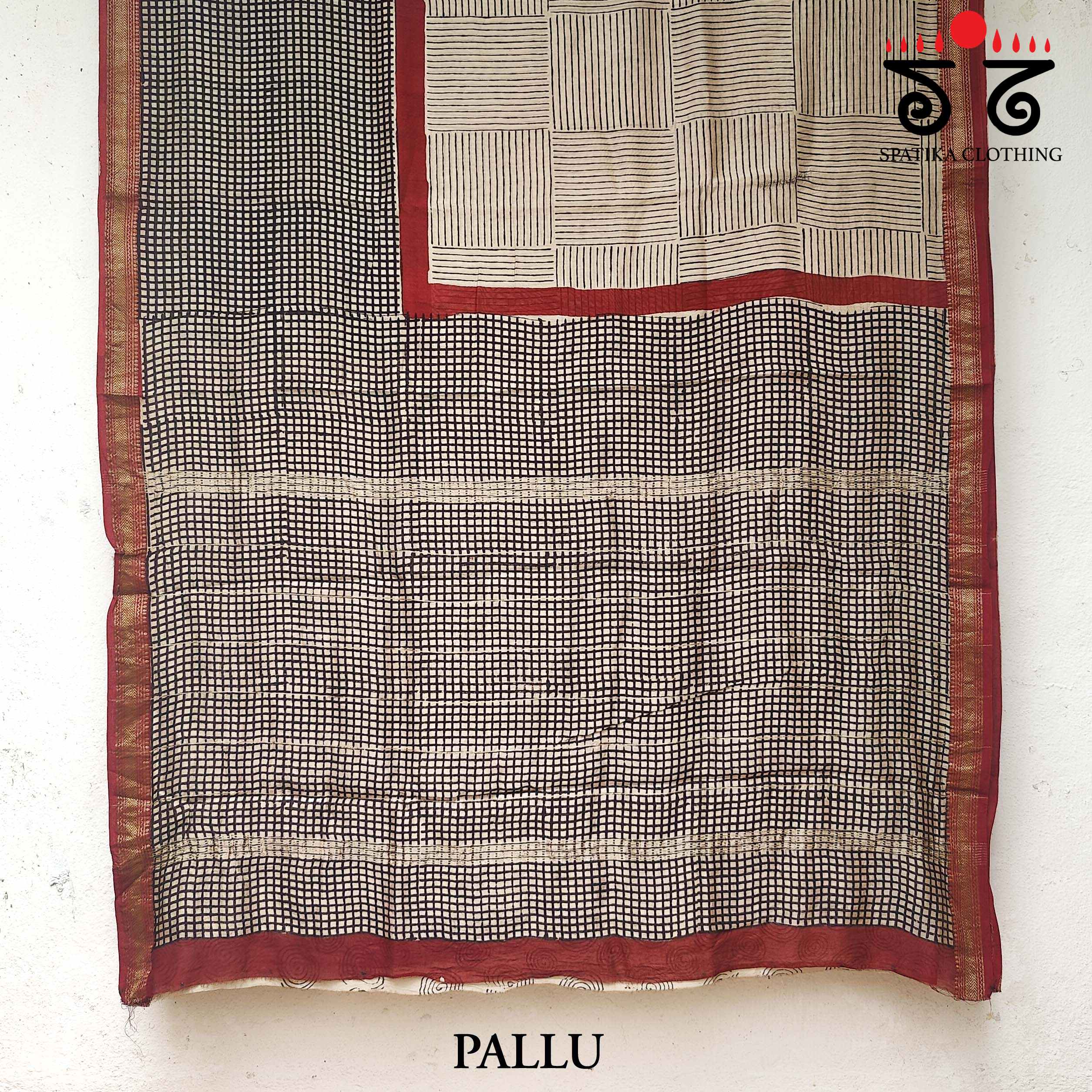Handblock Print on Maheshwari Silk Cotton Saree