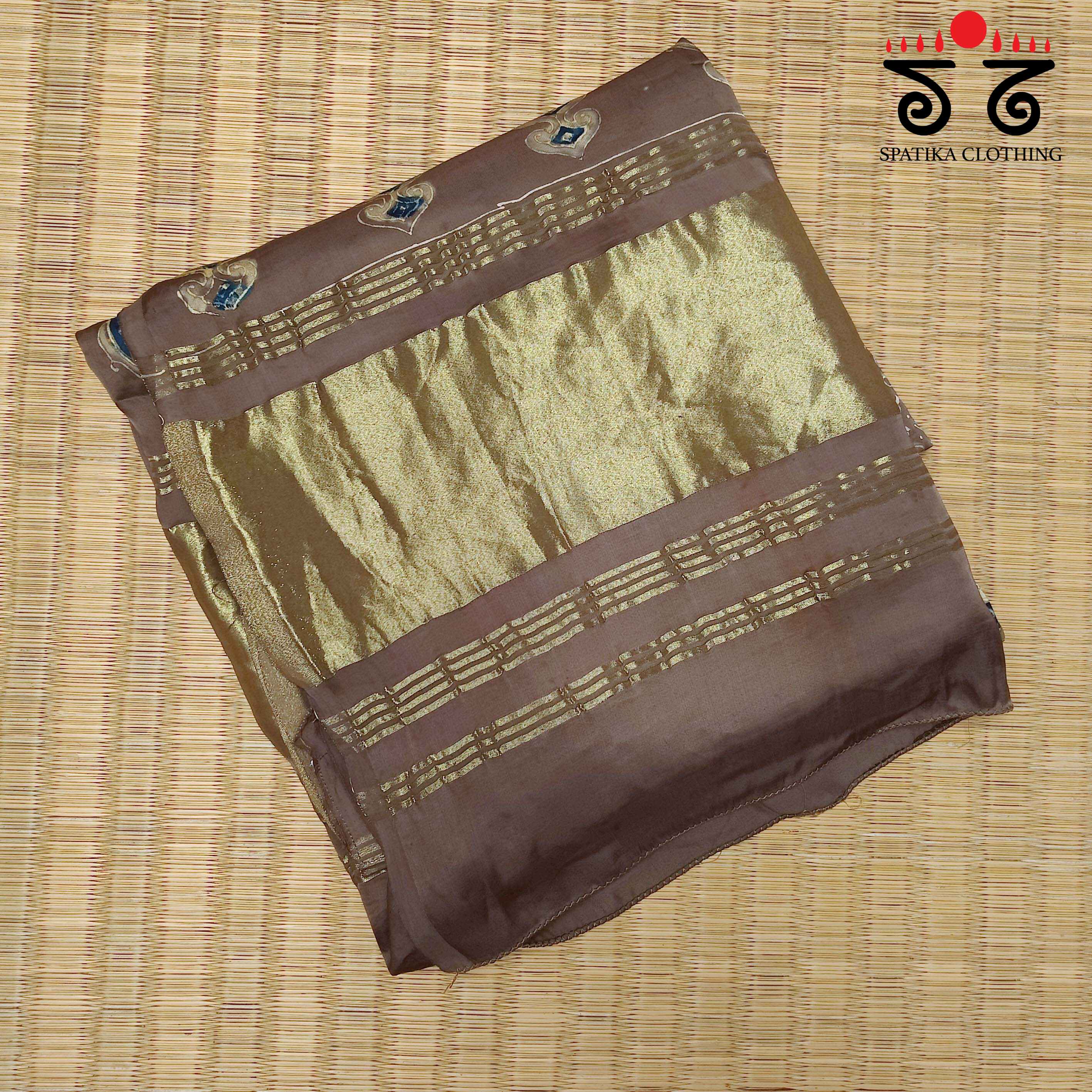 Ajrakh Modal Silk Dupatta with Zari Pallu