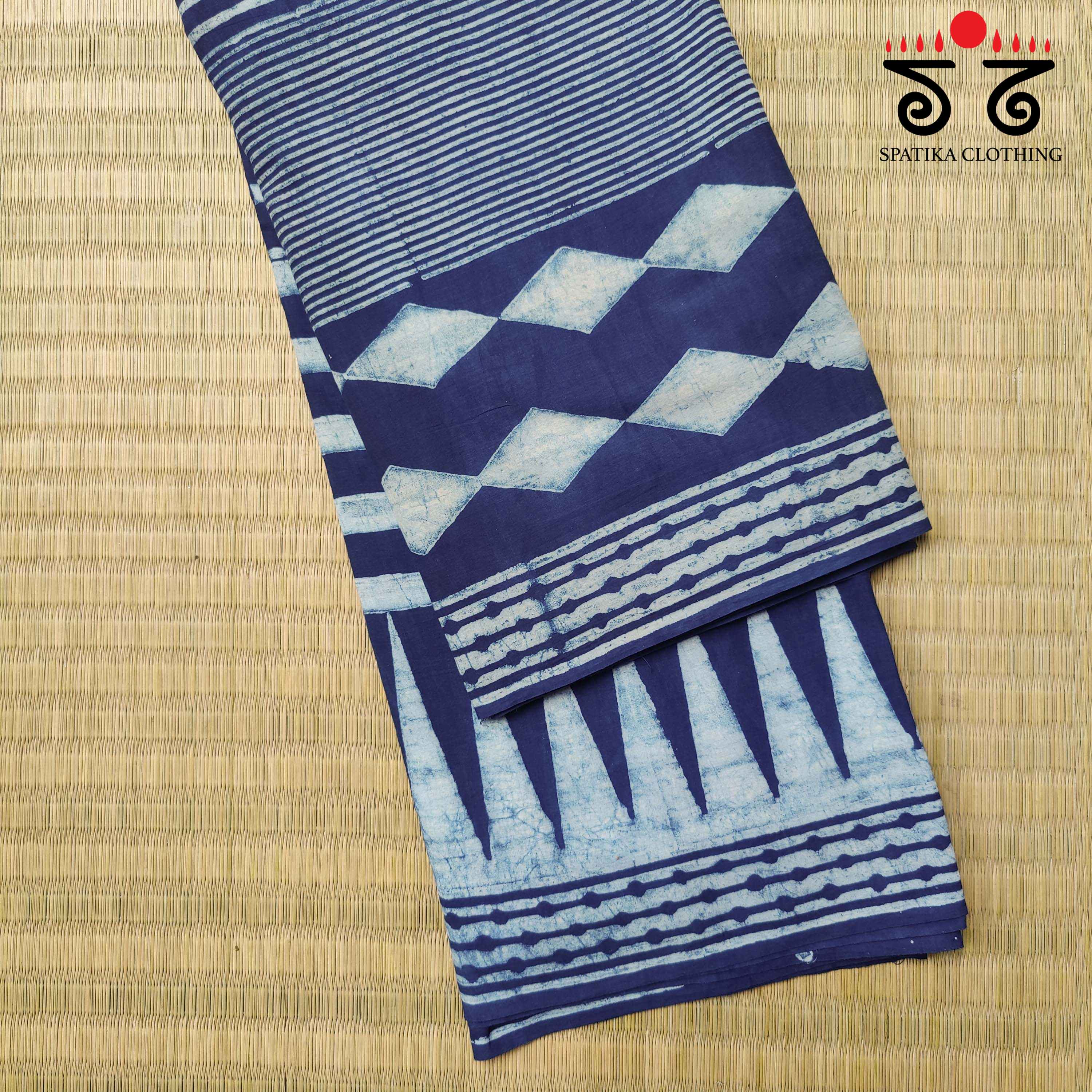 Akola Handblock Print on Chanderi Silk cotton Saree