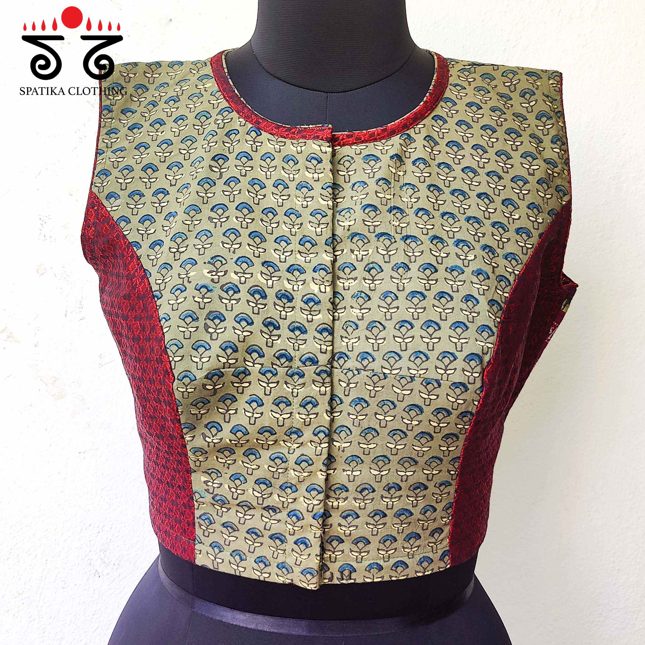 Ajrak Hand embroidered Blouse - Sleeveless!