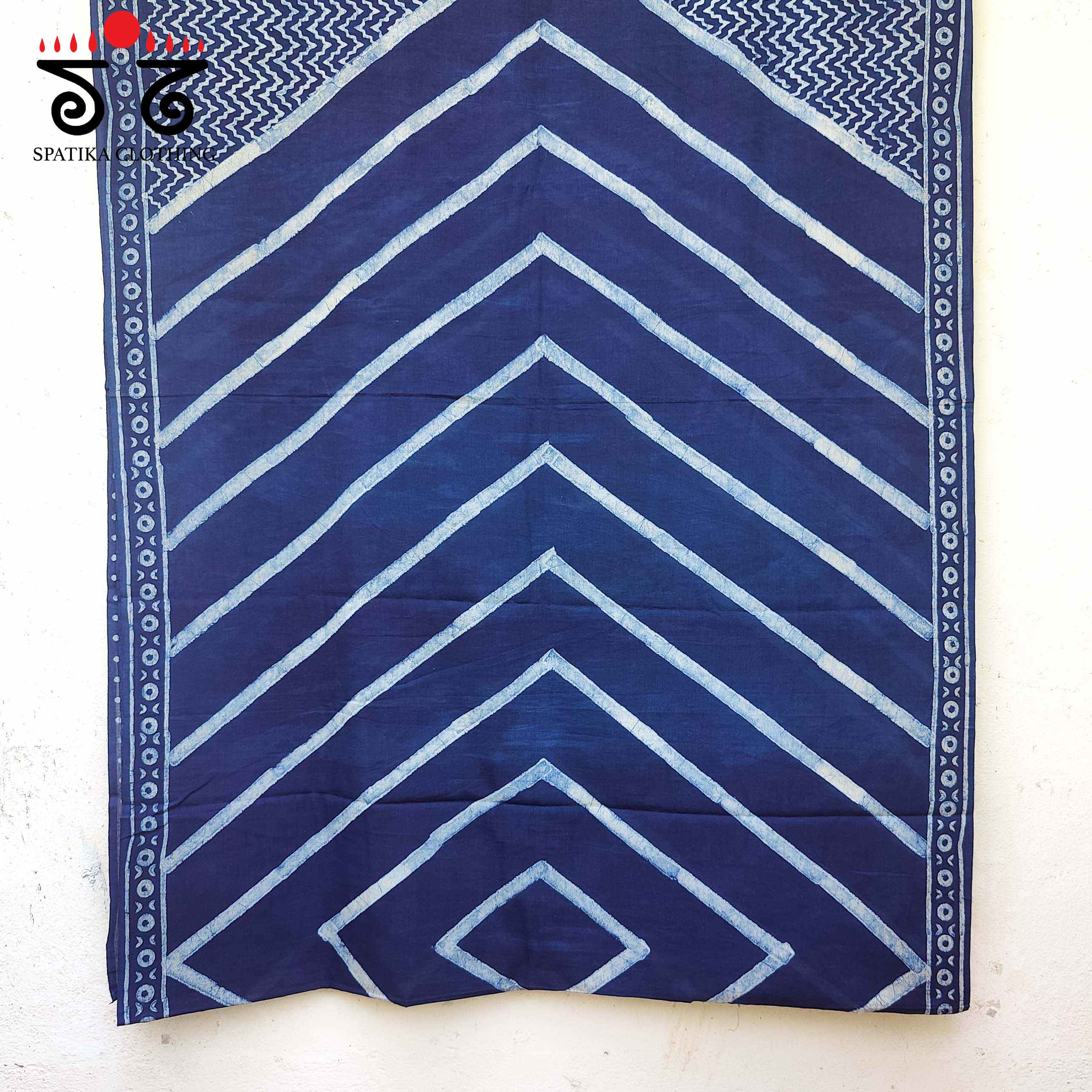 Indigo Handblock-Printed Mulmul Cotton Saree