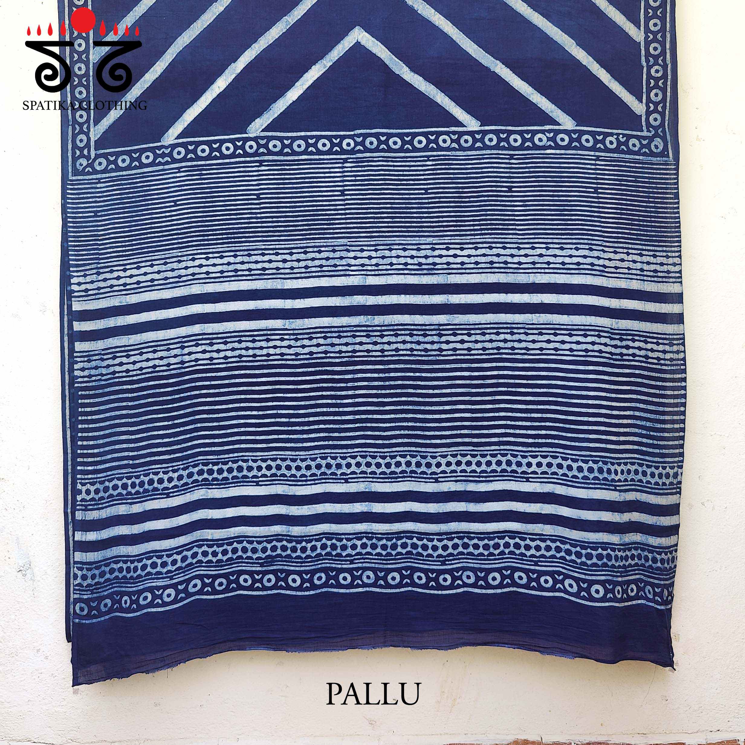 Indigo Handblock-Printed Mulmul Cotton Saree
