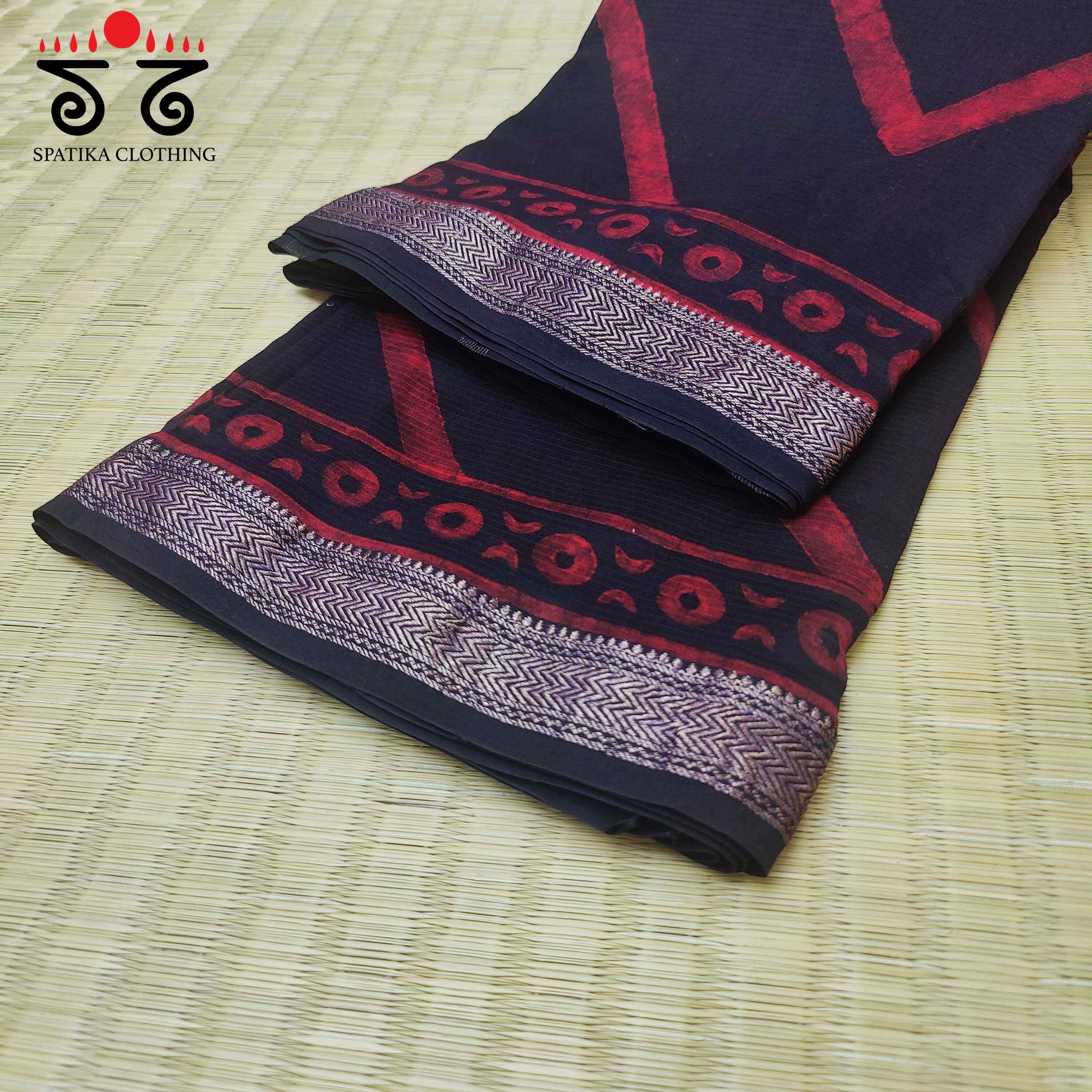 Handblock Print on Maheshwari Silk-Cotton Saree