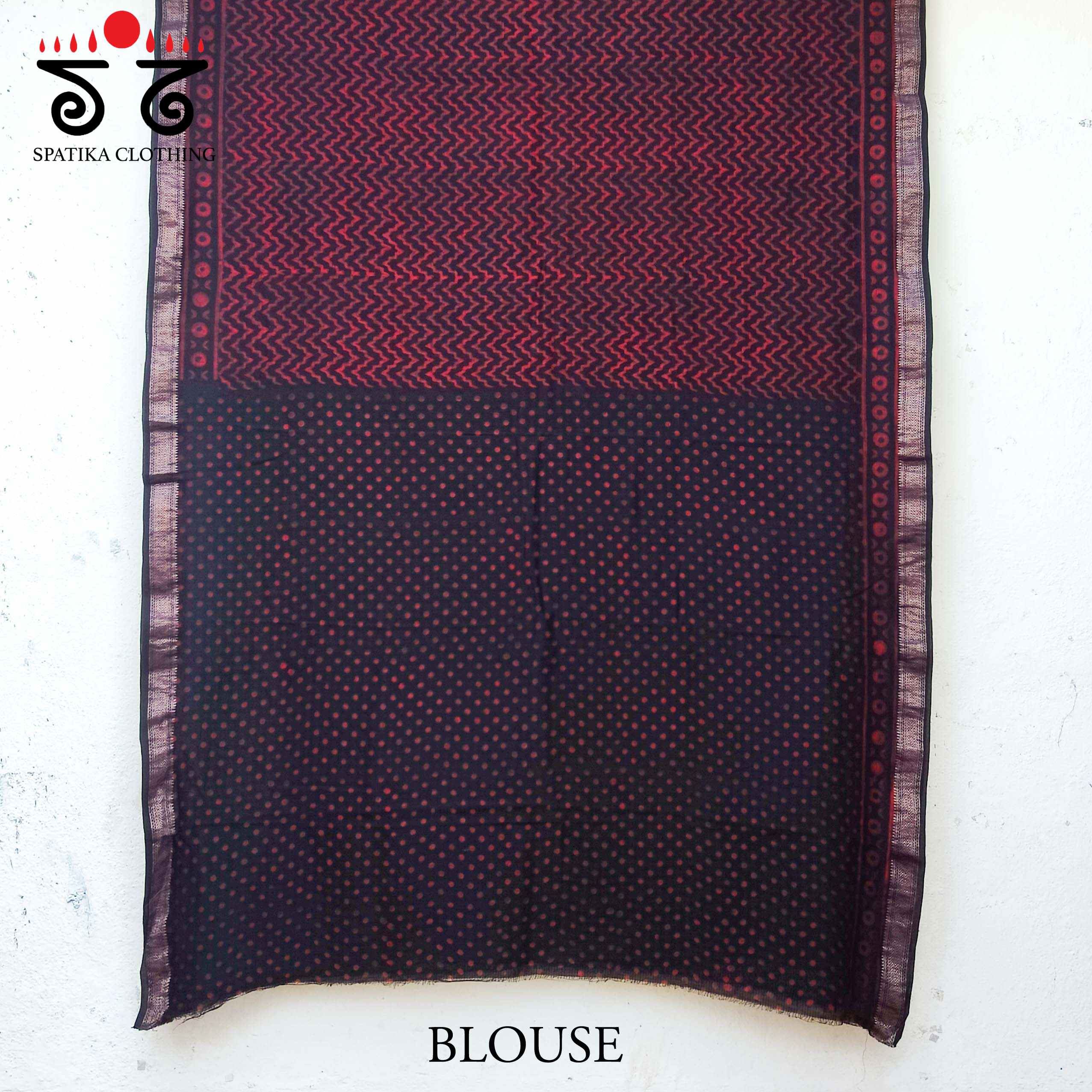 Handblock Print on Maheshwari Silk-Cotton Saree