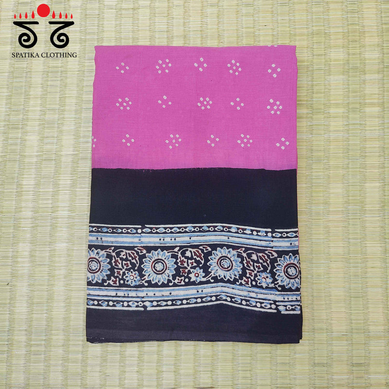 Ajrak - Bandhani Mulmul Cotton Saree