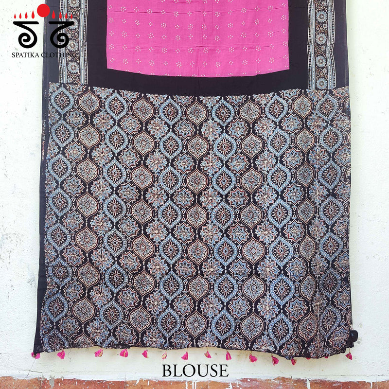 Ajrak - Bandhani Mulmul Cotton Saree