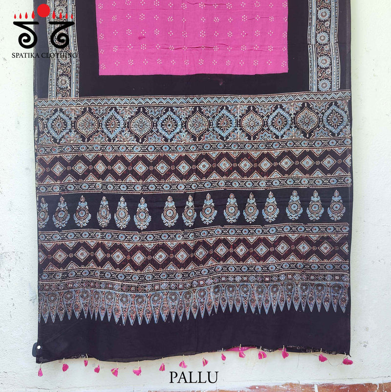 Ajrak - Bandhani Mulmul Cotton Saree