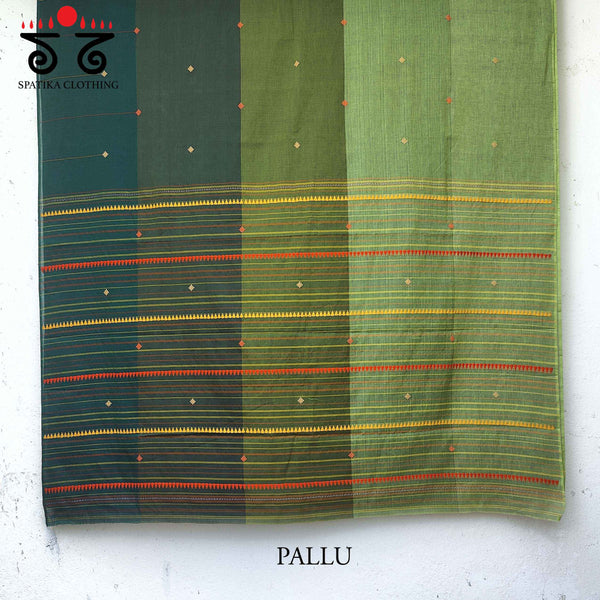 Shades of Green - Cotton Saree New!