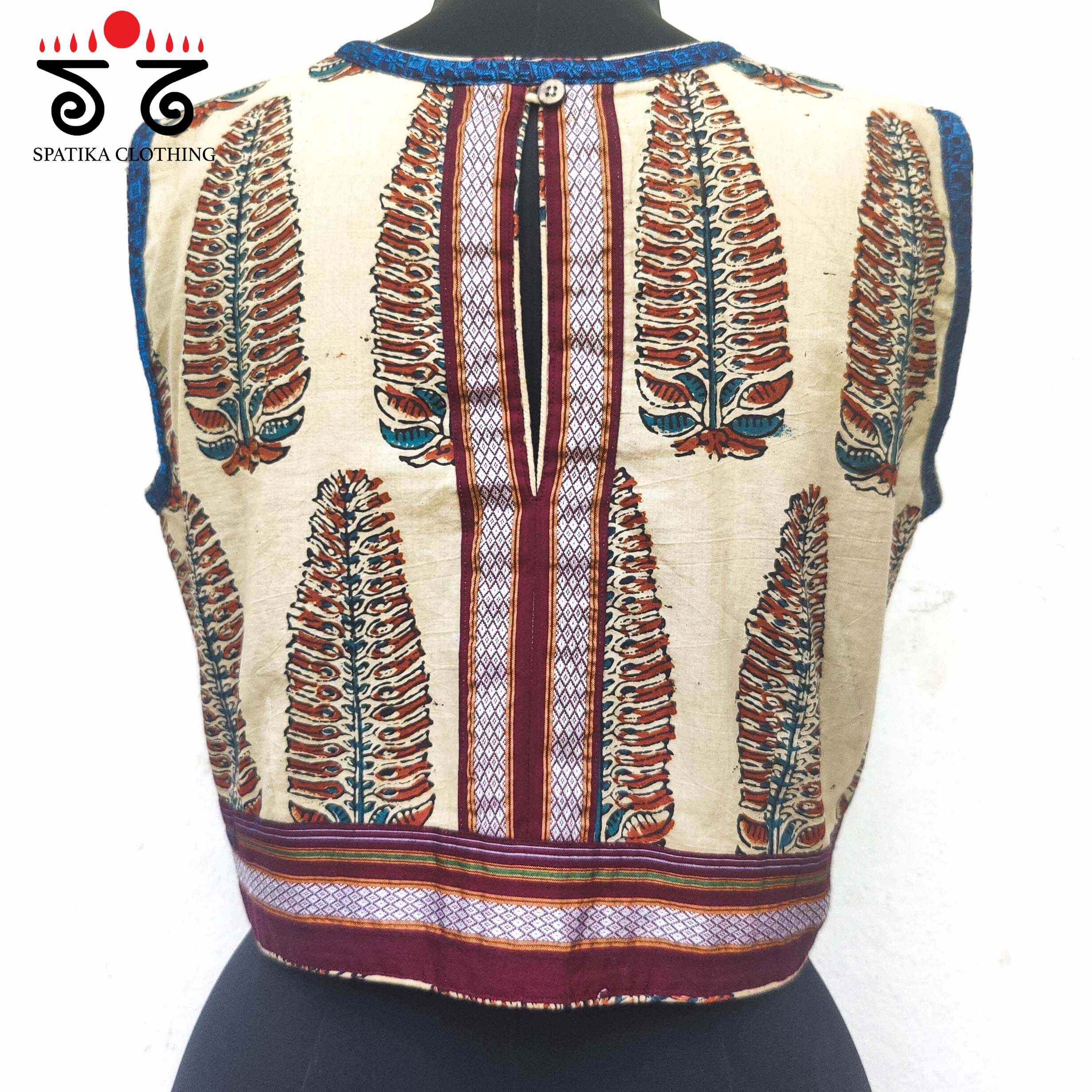 Ajrak Khun Sleeveless Blouse