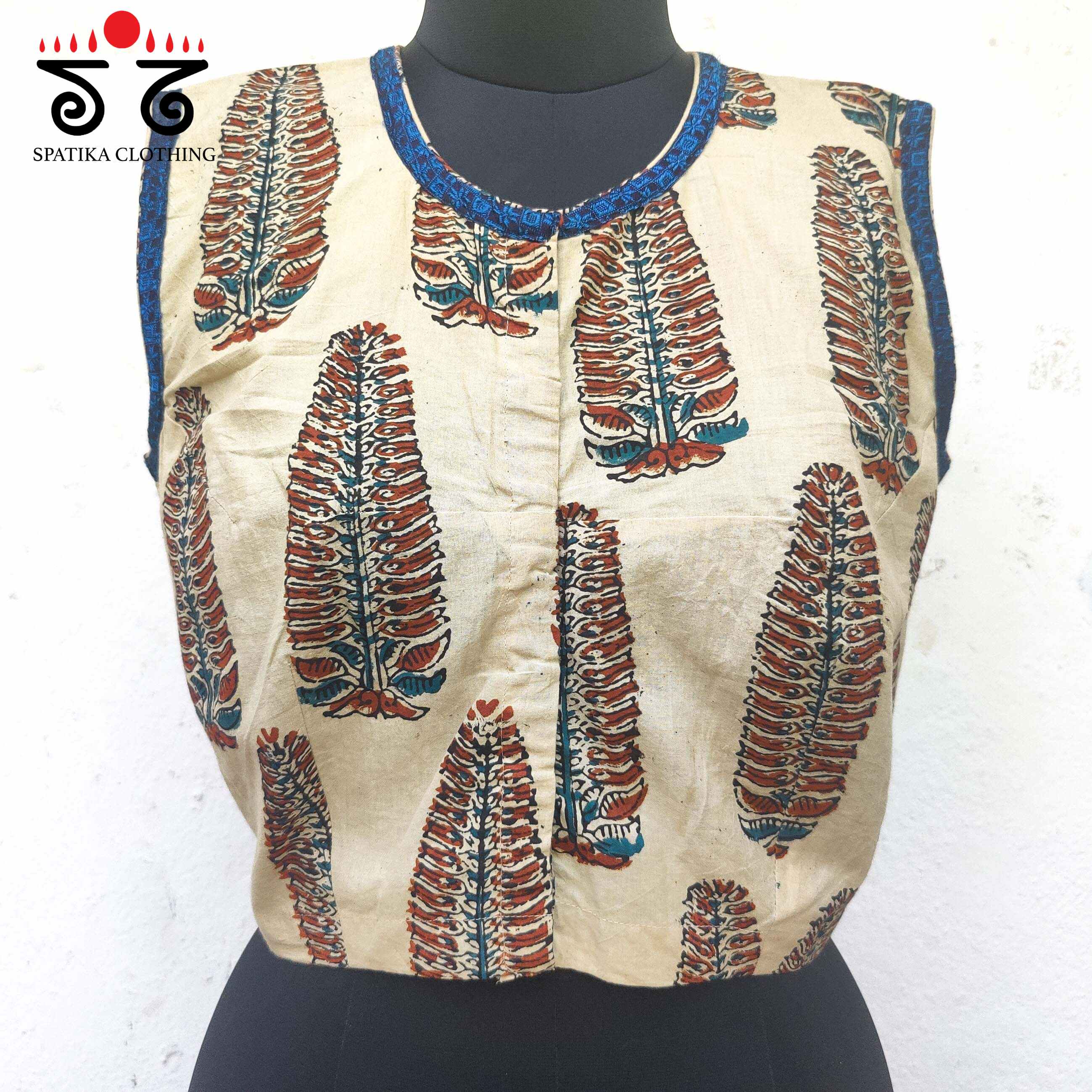 Ajrak Khun Sleeveless Blouse