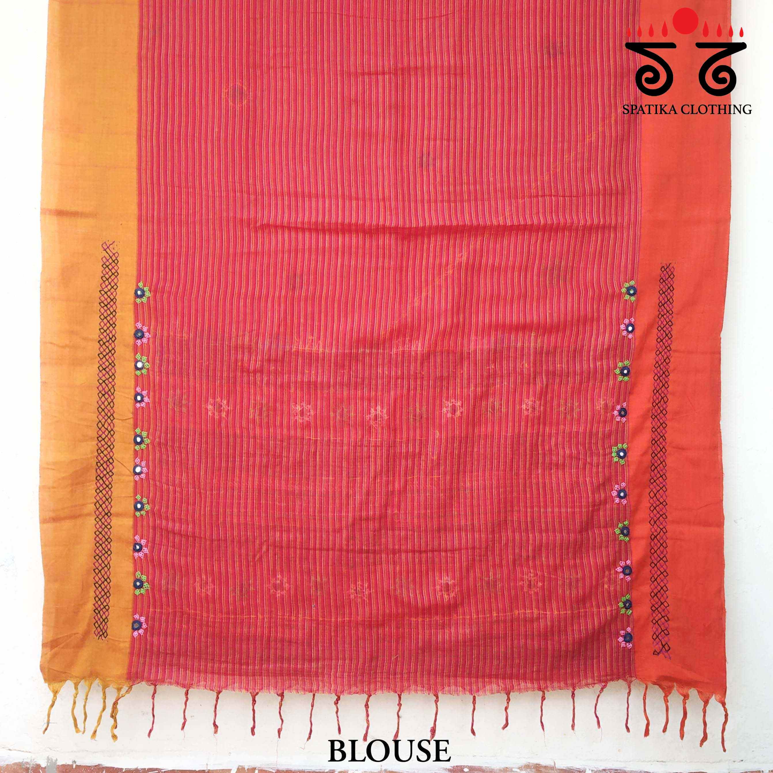 Hand-embroidered cotton Saree