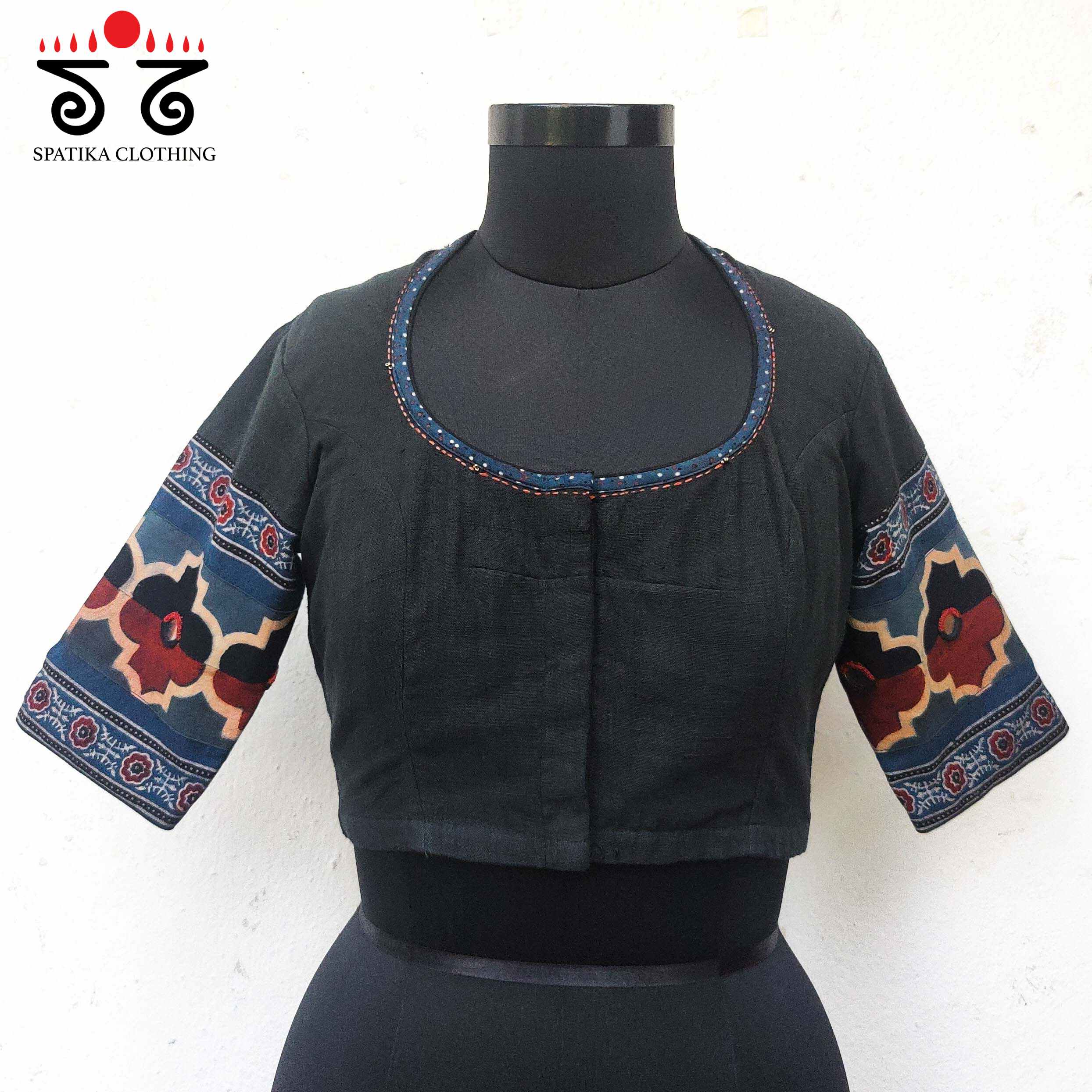 The Indigo - Ajrakh Mirror Blouse