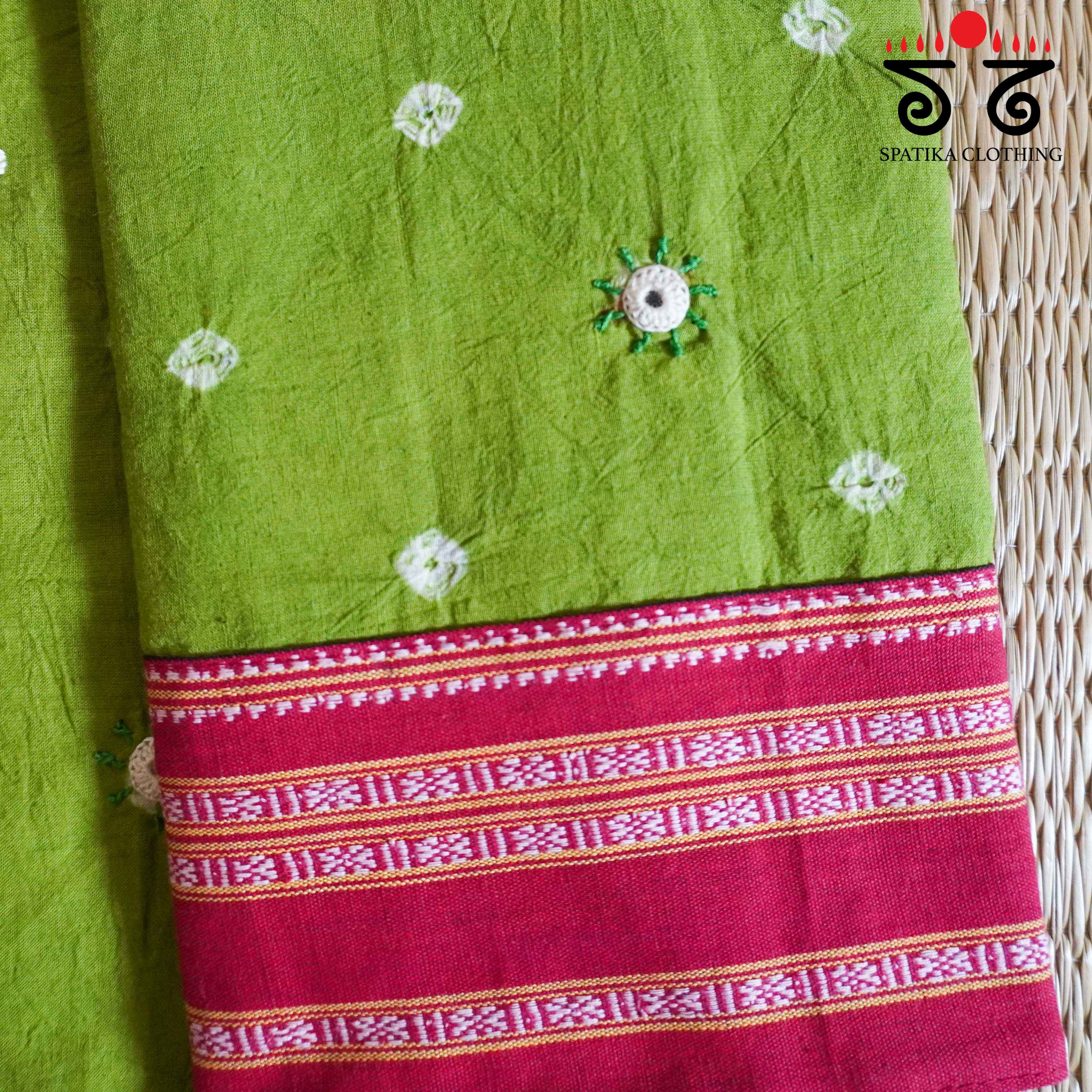Hand Embroidered Bandhani Blouse Fabric