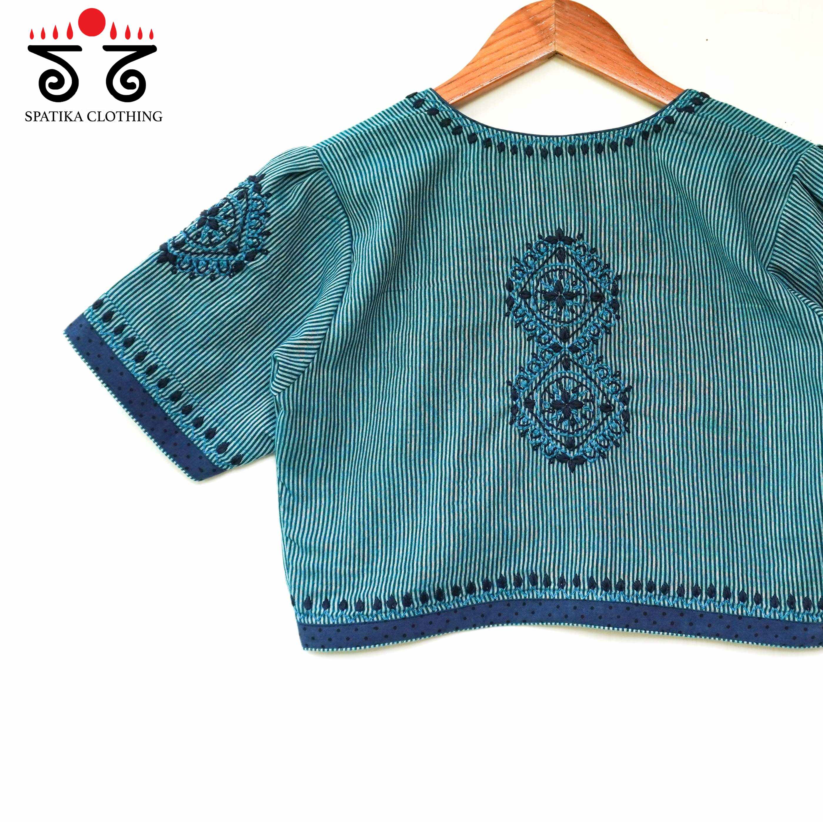 Striped Chikankari - Handcrafted Blouse