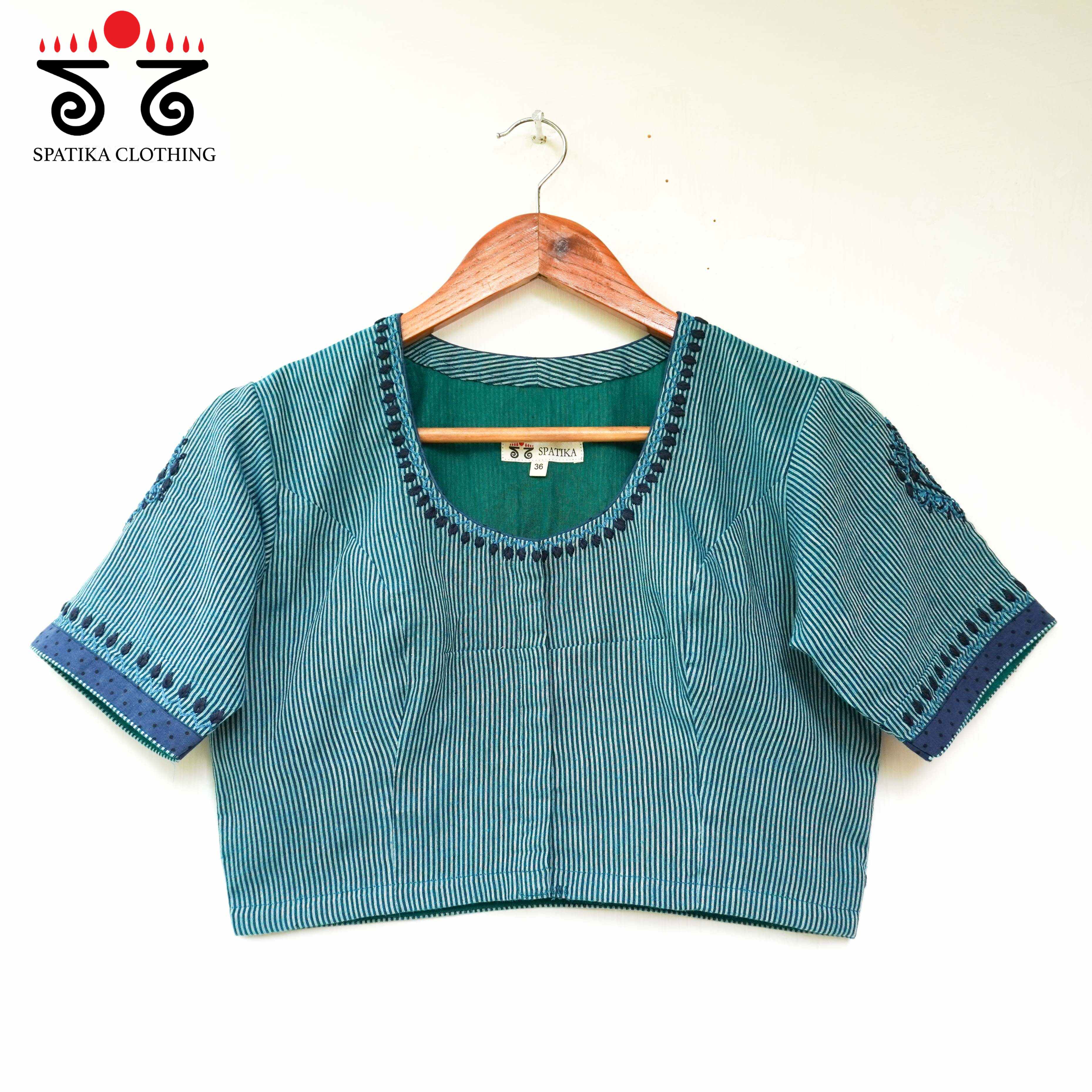Striped Chikankari - Handcrafted Blouse