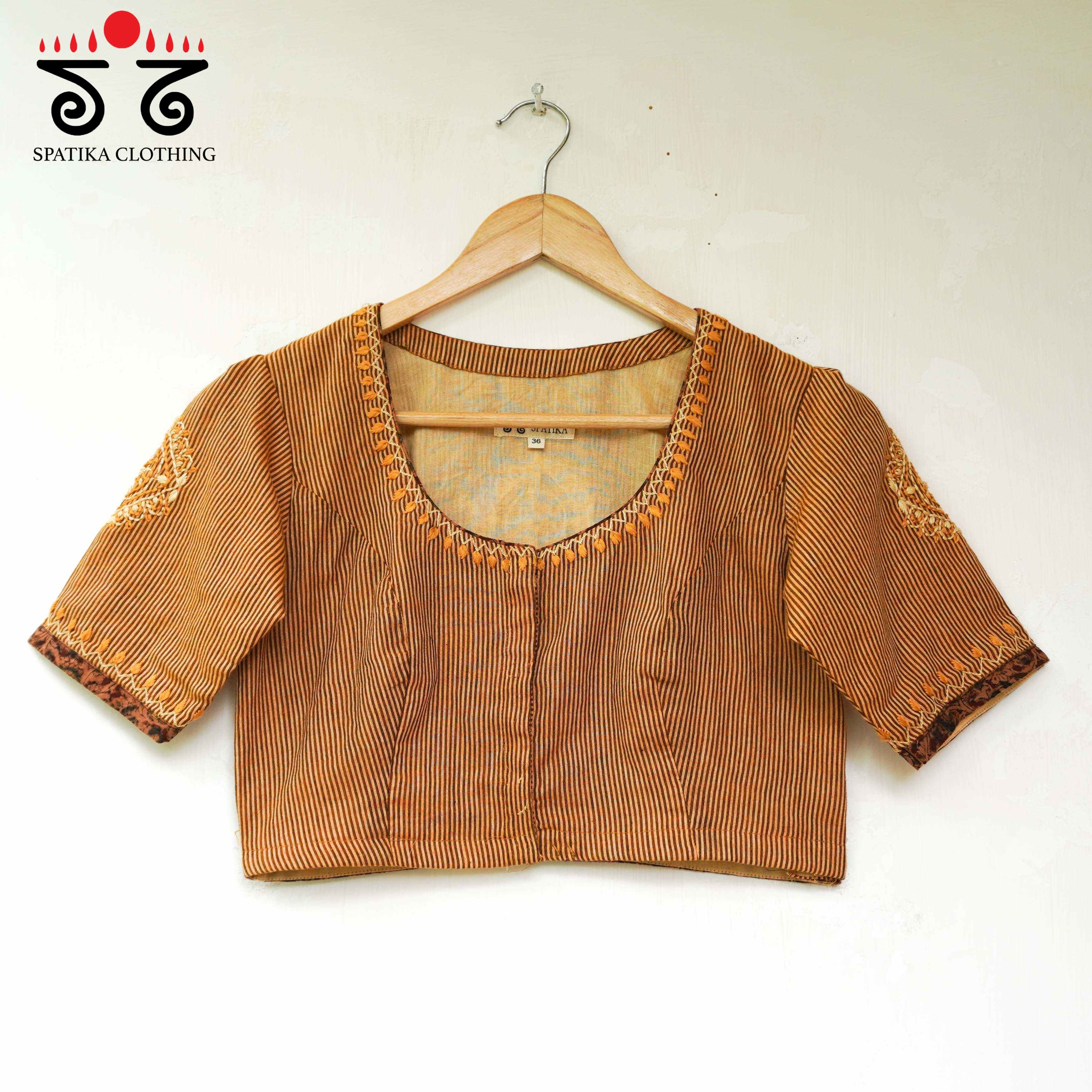 Striped Chikankari - Handcrafted Blouse