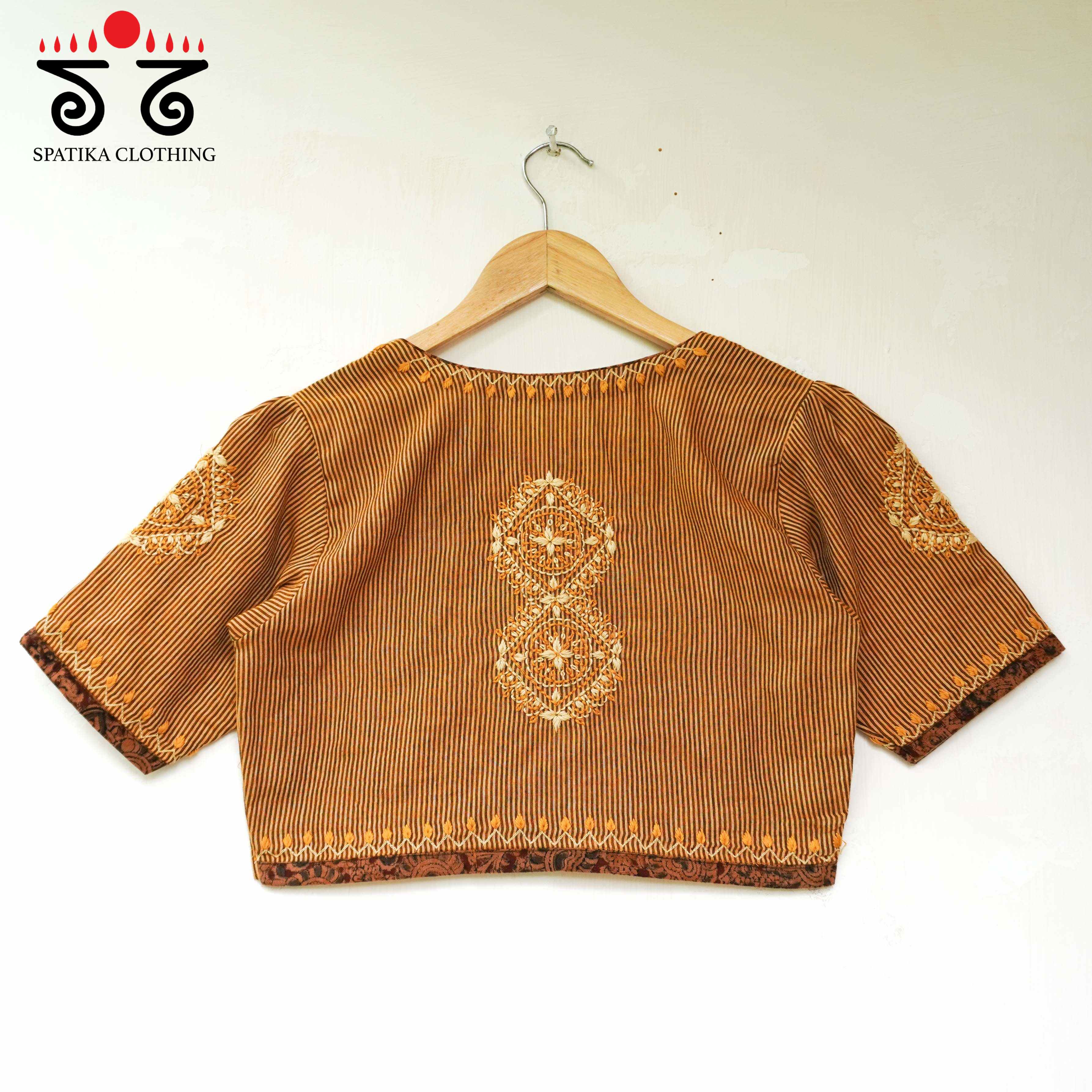 Striped Chikankari - Handcrafted Blouse