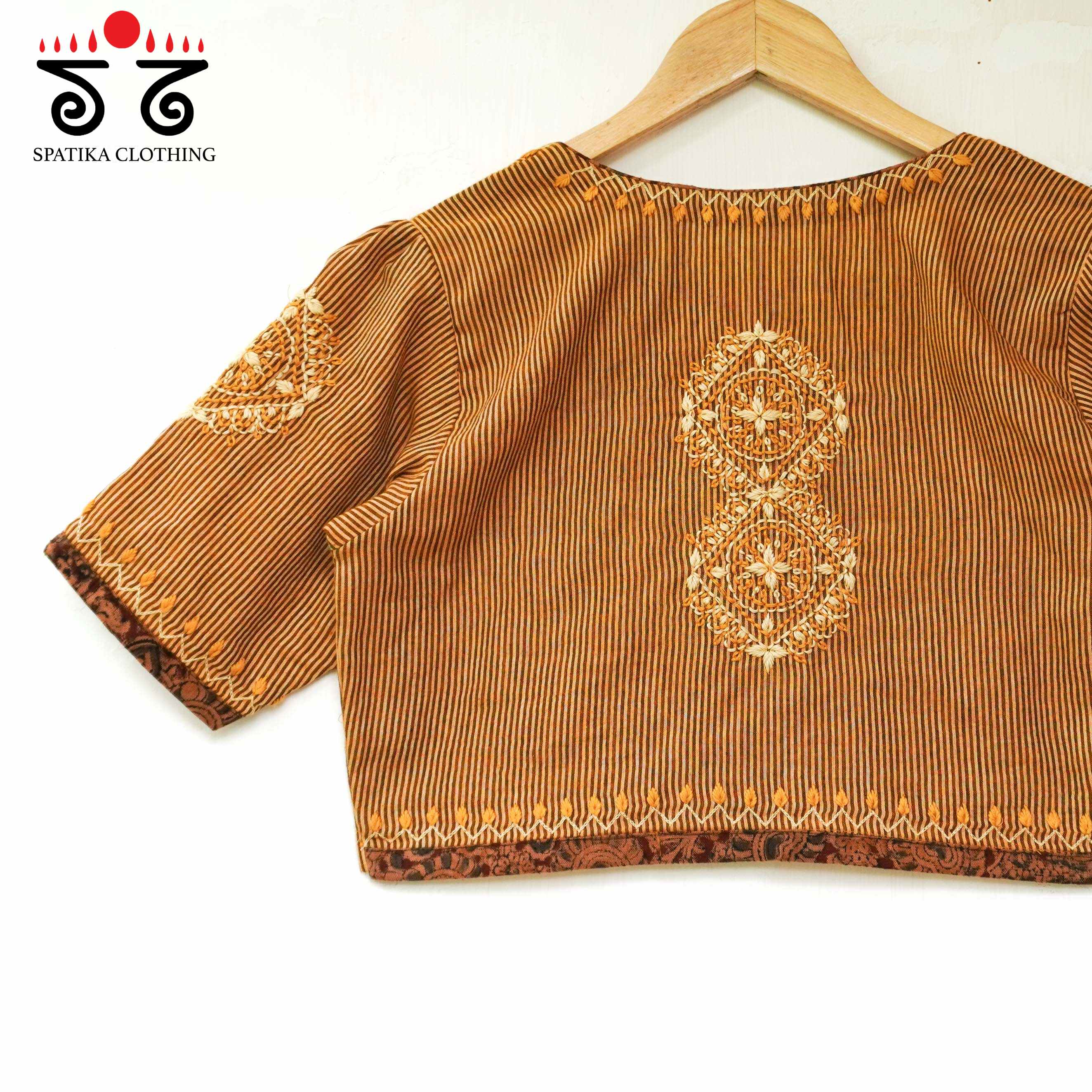 Striped Chikankari - Handcrafted Blouse