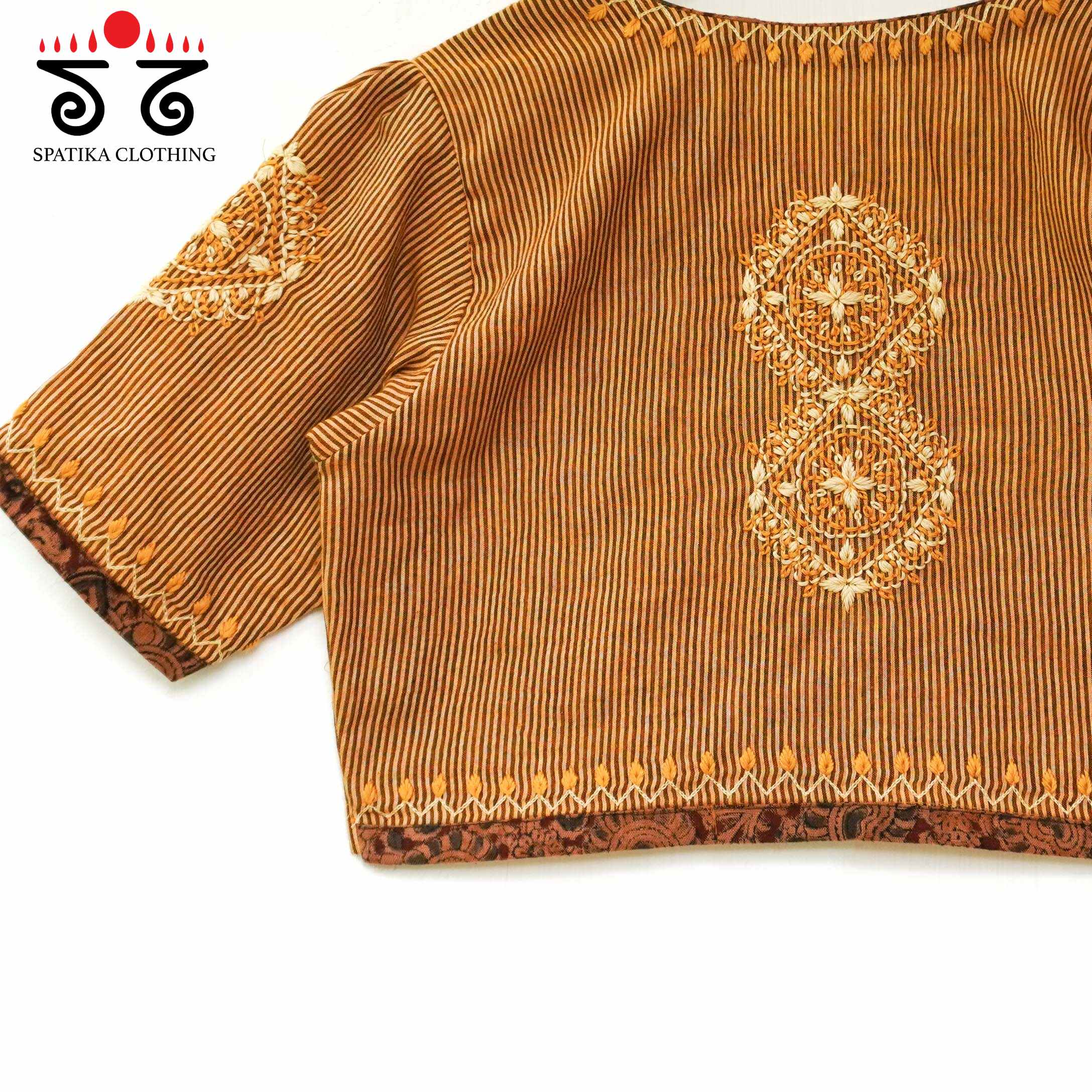 Striped Chikankari - Handcrafted Blouse