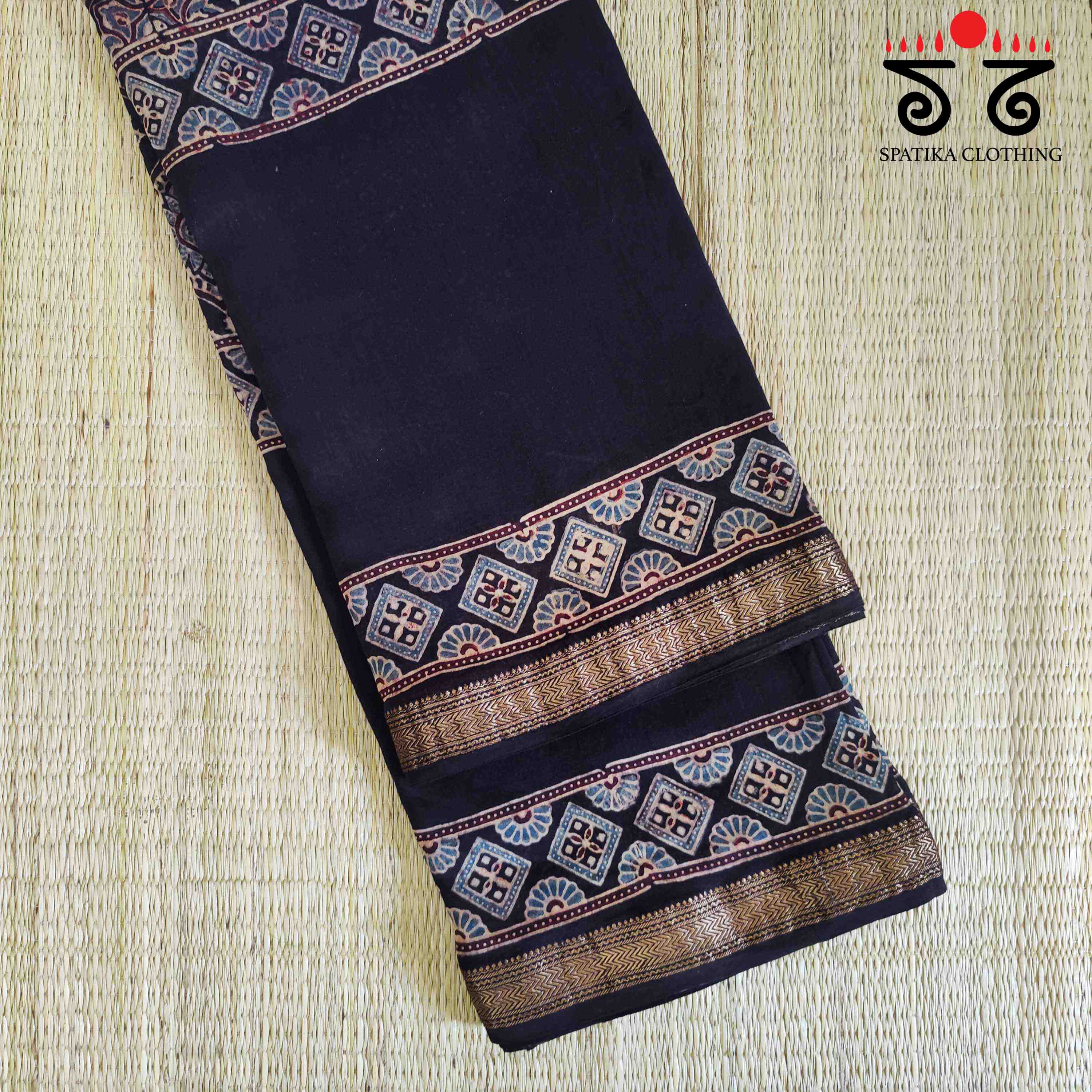 Ajrak Maheshwari Silk Cotton Saree