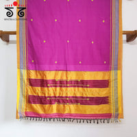Magenta Ilkal Hand-embroidered Cotton Saree