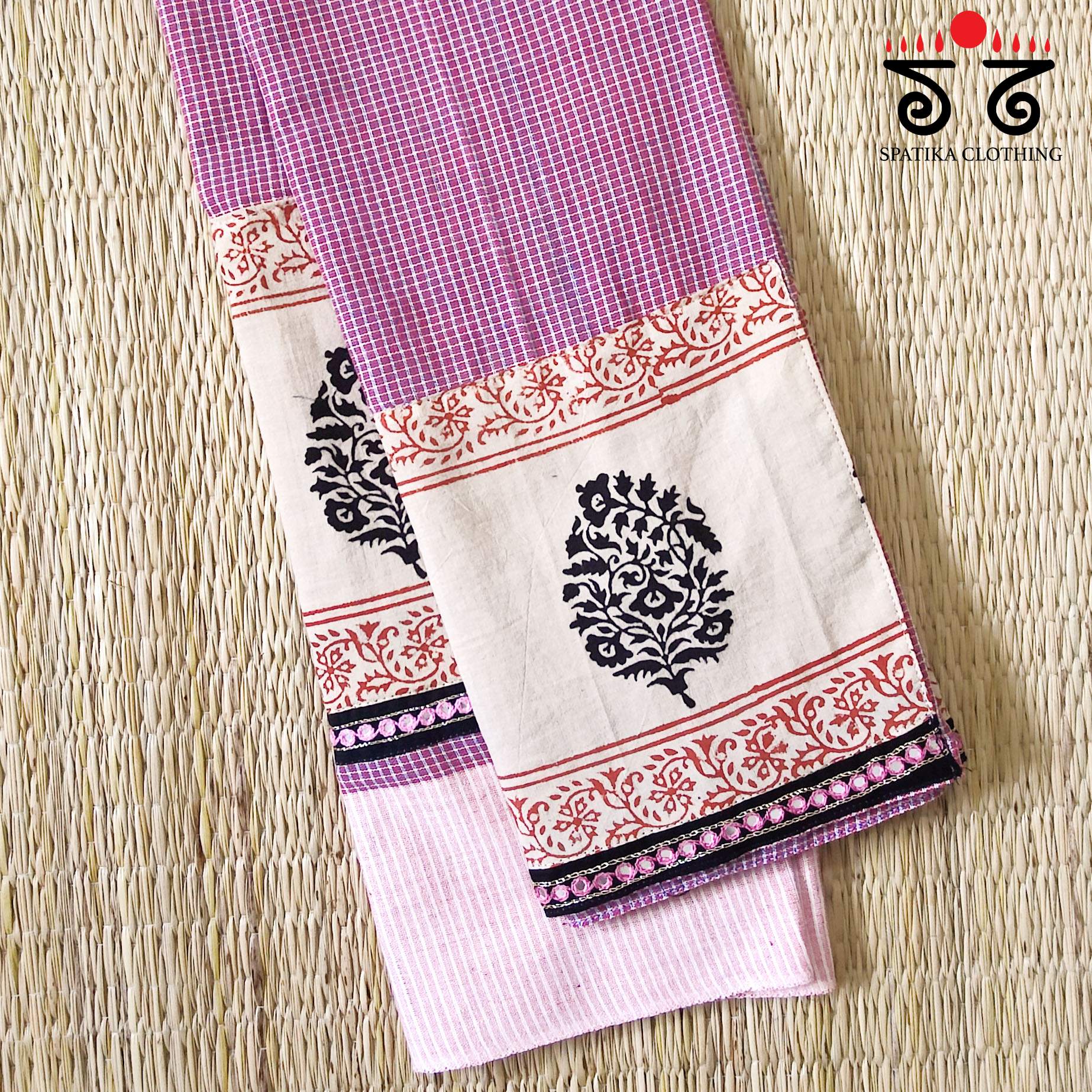 Hand Embroidered Ilkal Blouse Fabric