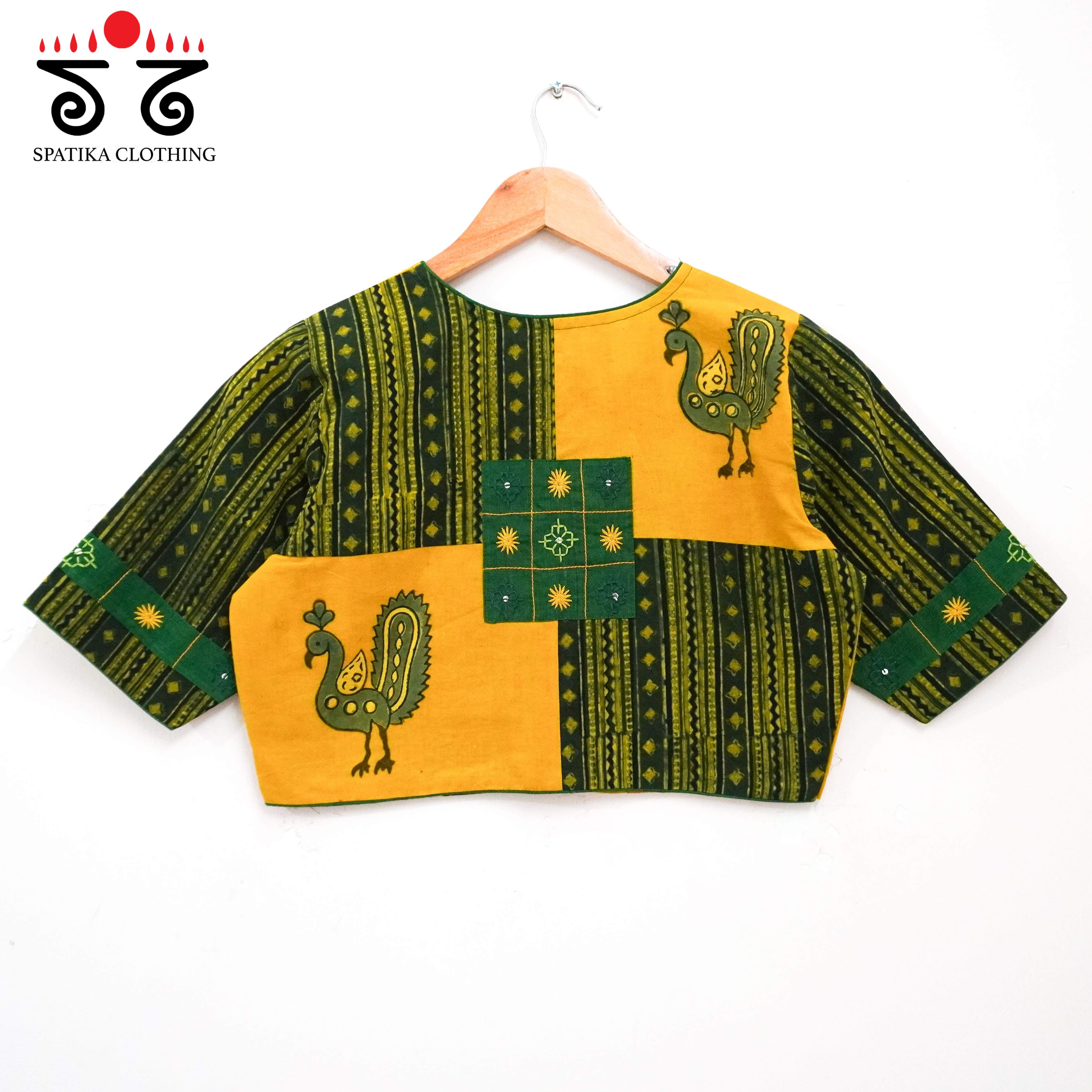 Green Morni Collage-Handcrafted Blouse