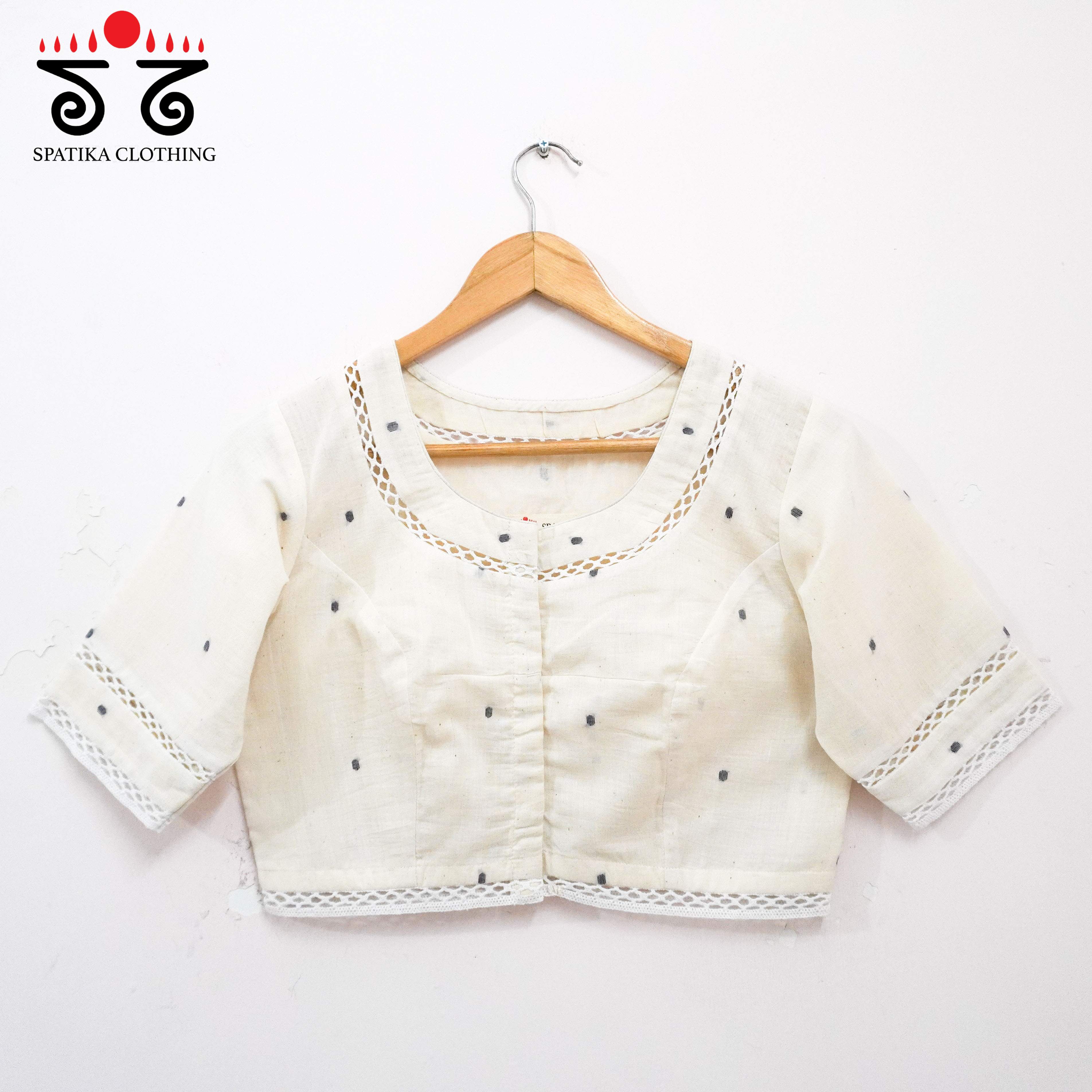 Jamdhani Lace Blouse - Black Butta