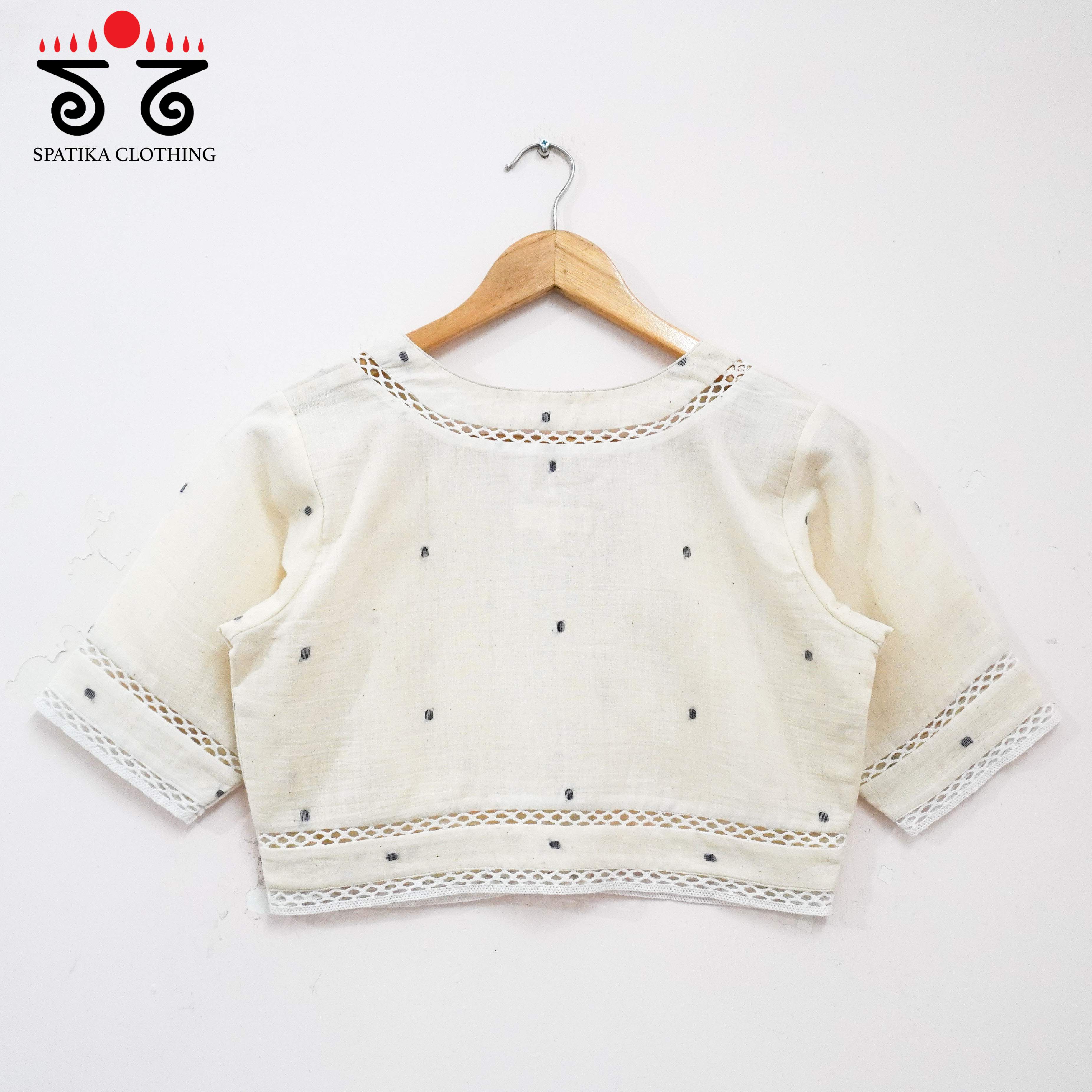 Jamdhani Lace Blouse - Black Butta