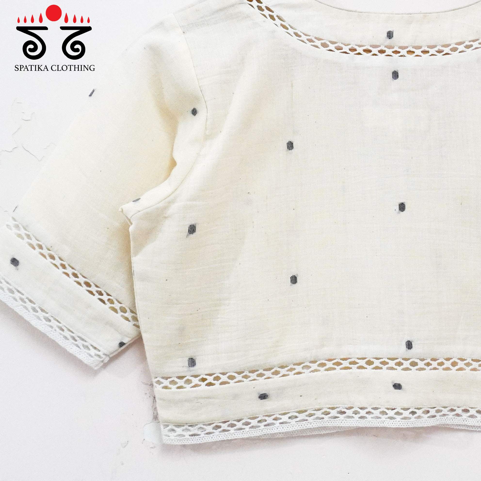 Jamdhani Lace Blouse - Black Butta