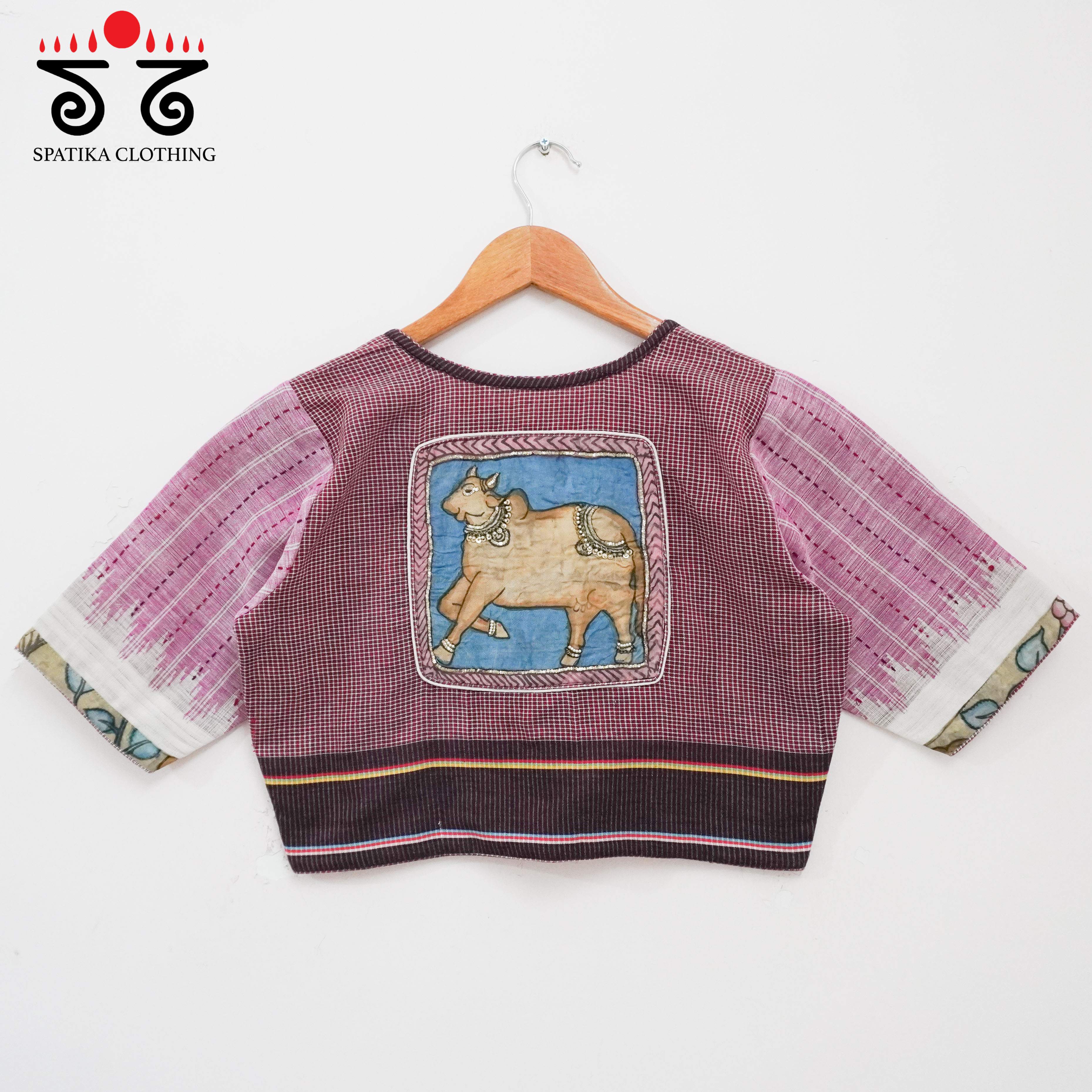 Kalamkari Cow - Handcrafted Blouse