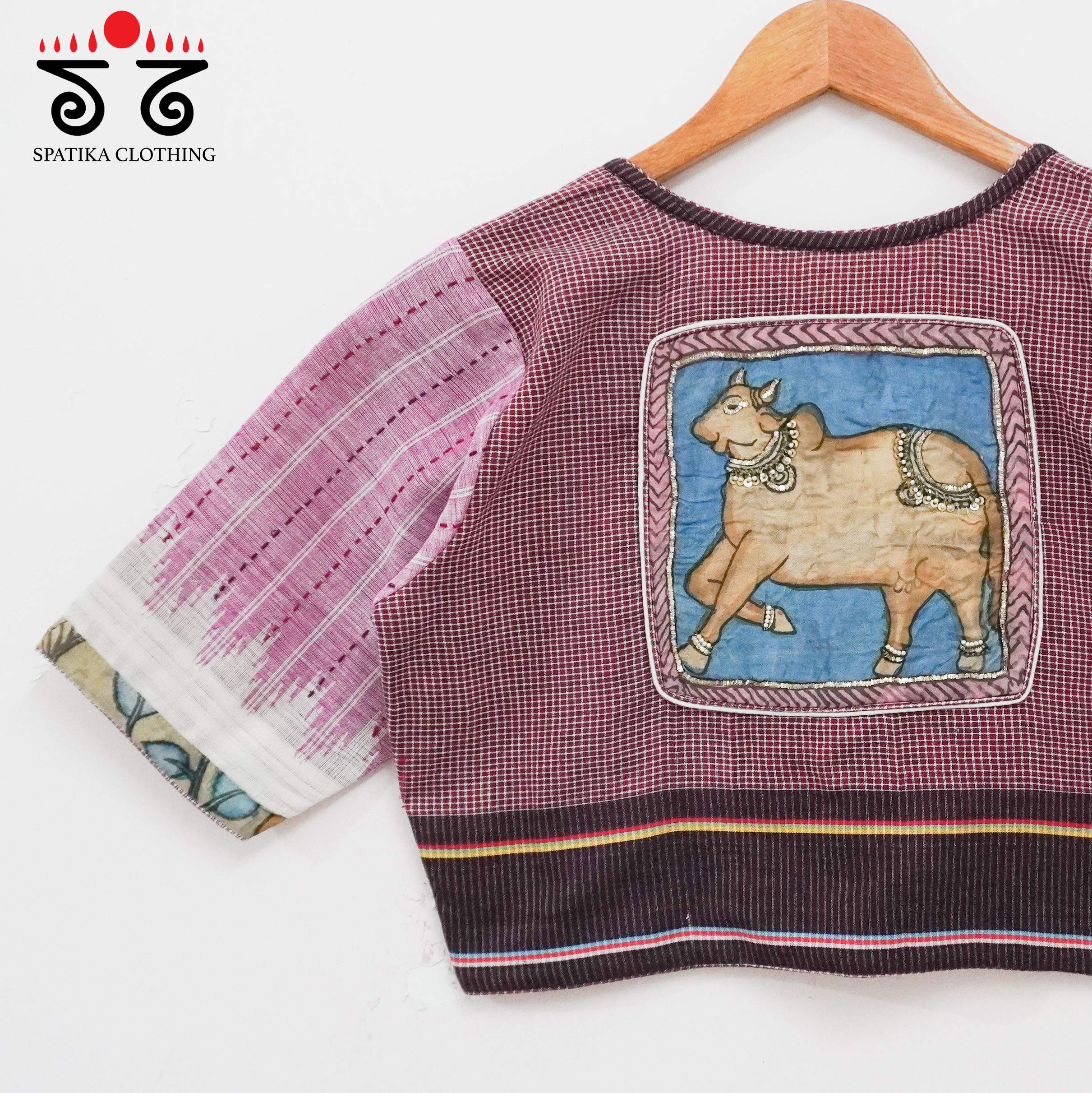 Kalamkari Cow - Handcrafted Blouse