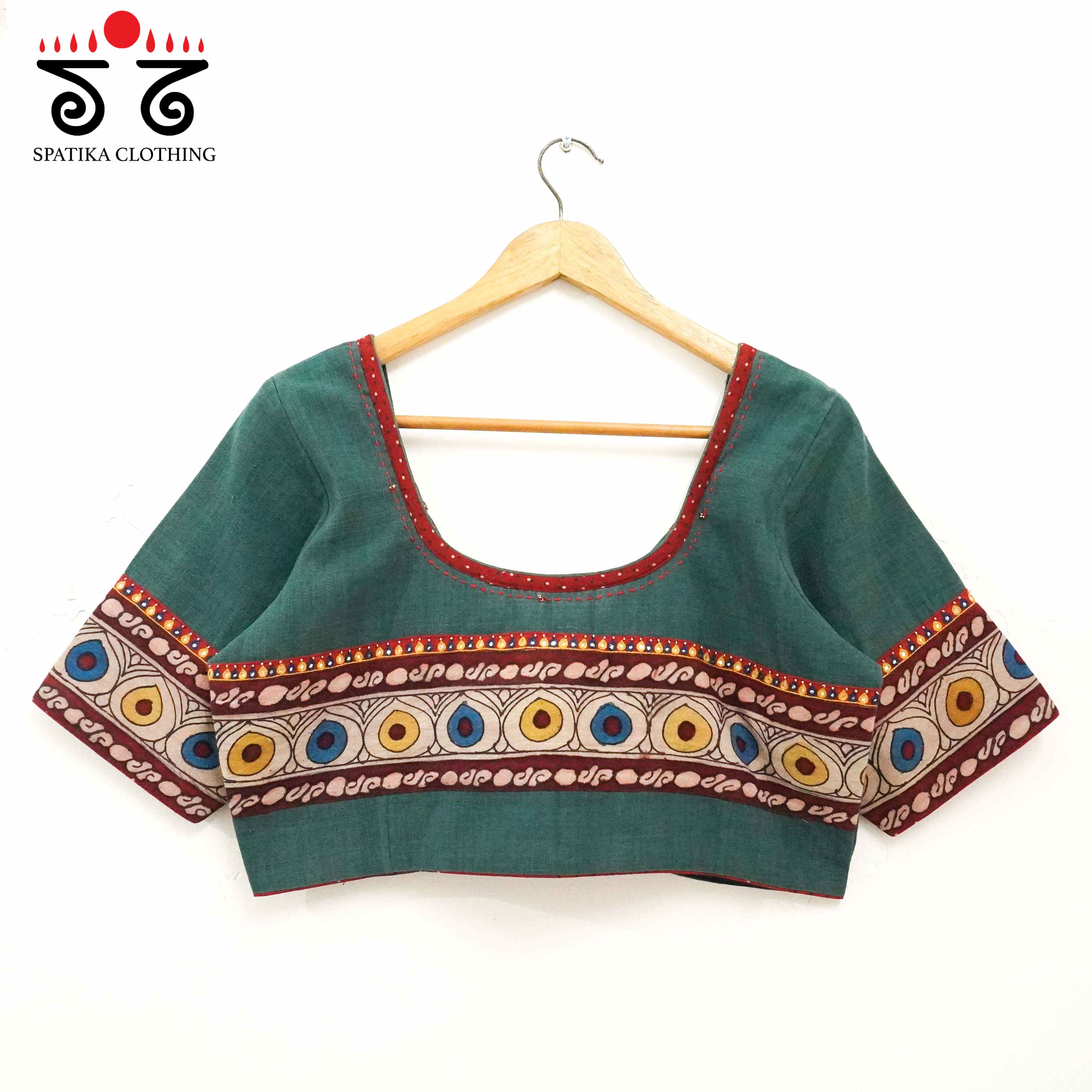 Boondh Pen Kalamkari Hand embroidered  Blouse