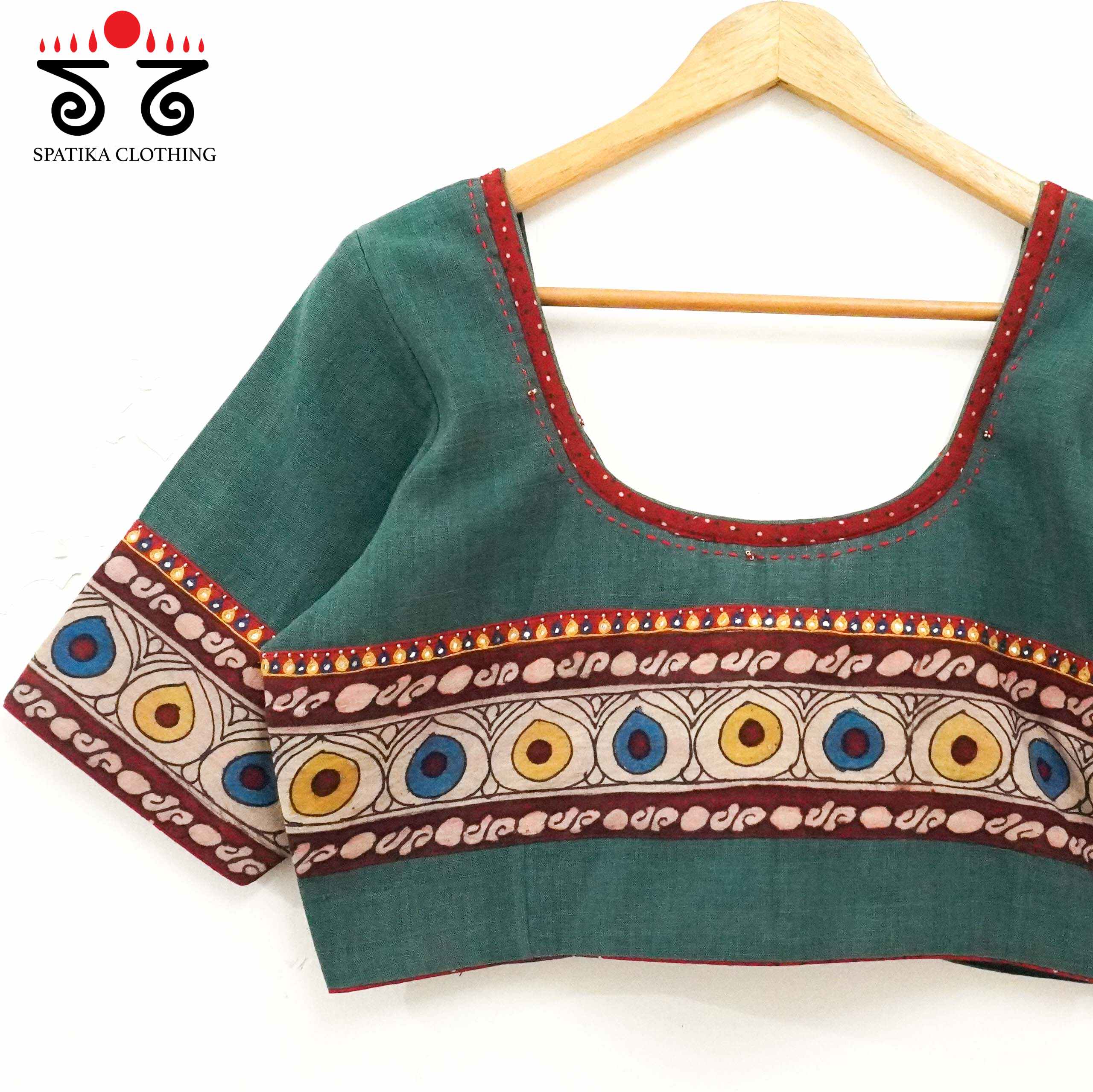 Boondh Pen Kalamkari Hand embroidered  Blouse