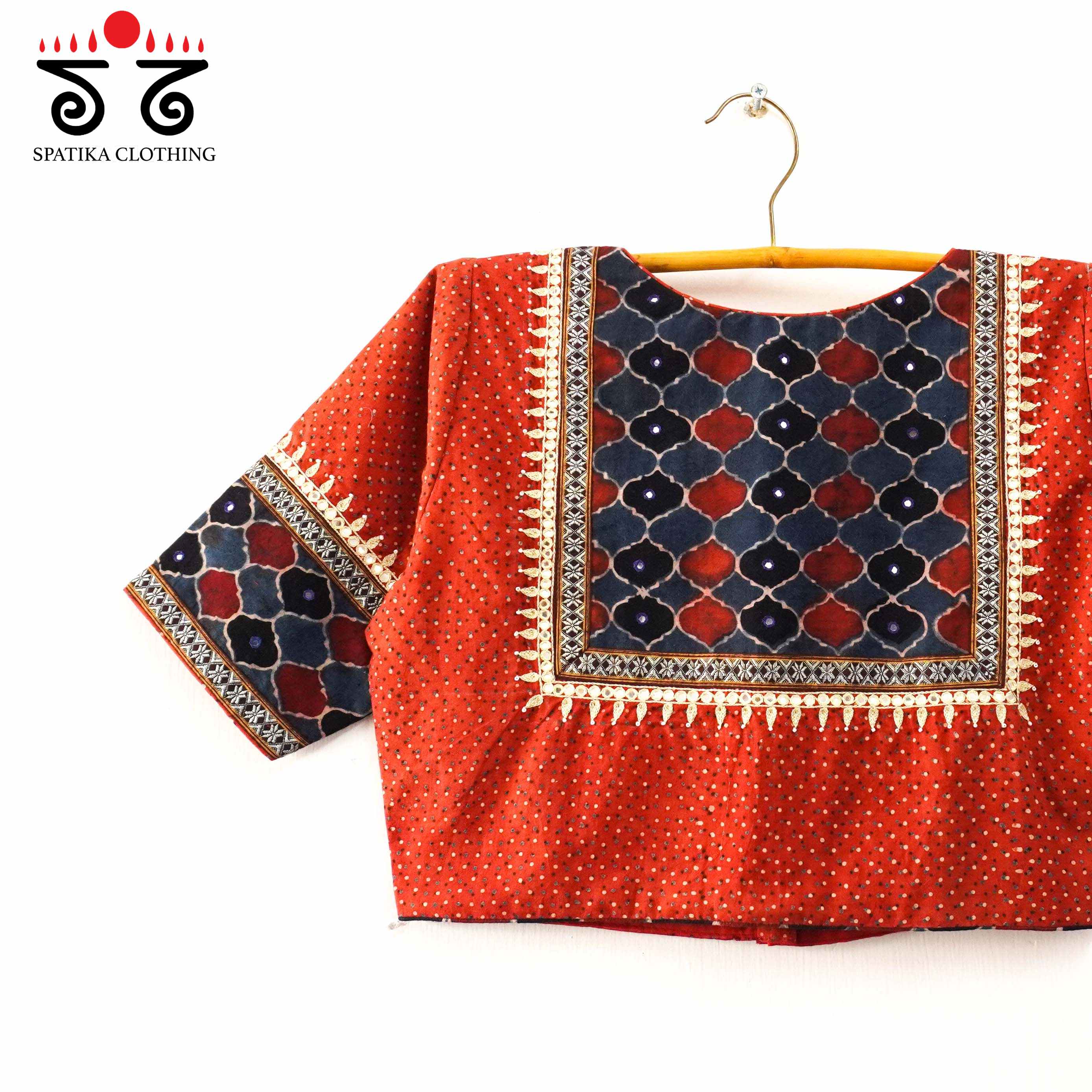 Ajrak Khun Handembroidered Blouse