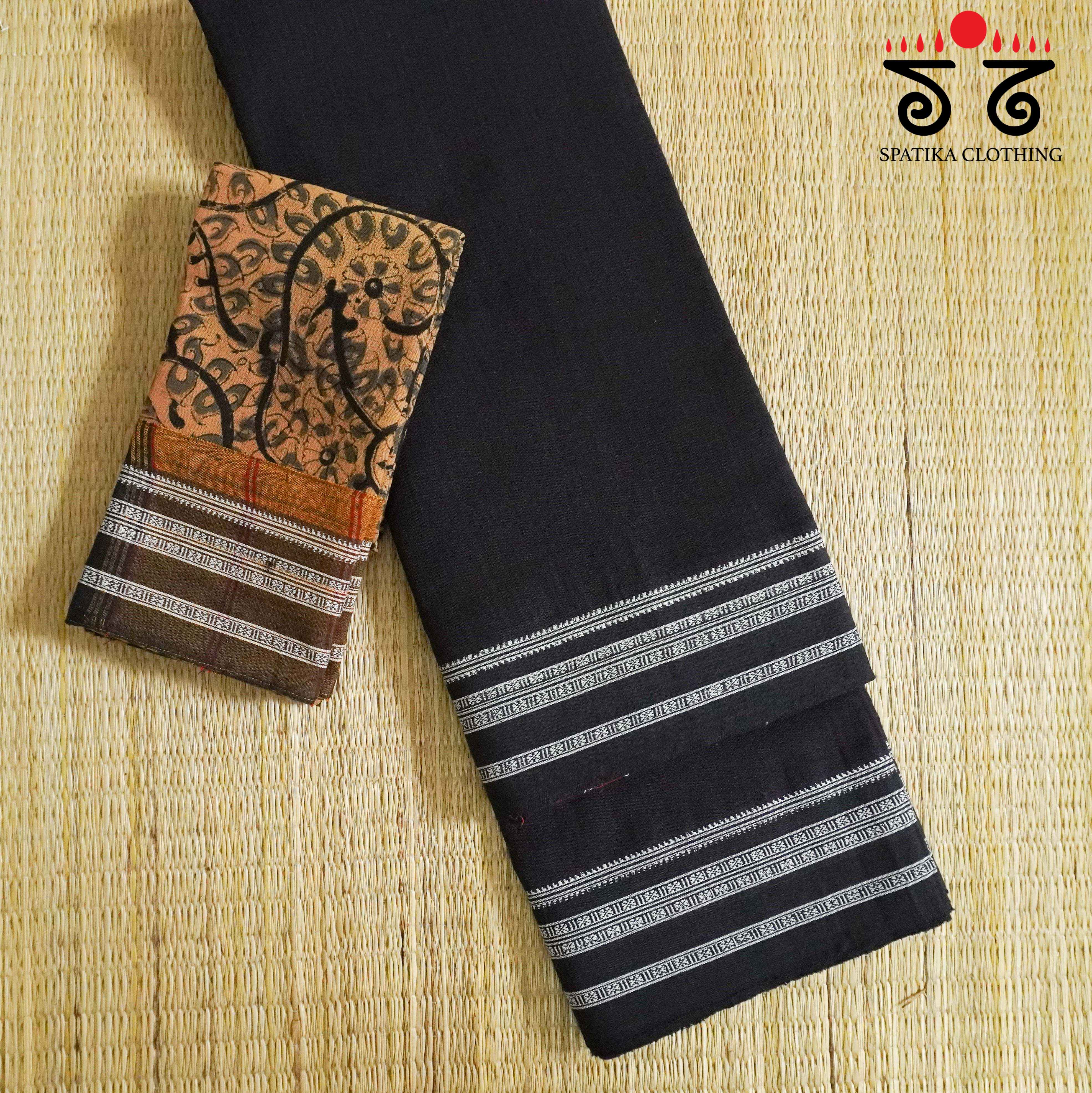 Ilkal Handwoven Cotton Saree - Kalamkari Blouse