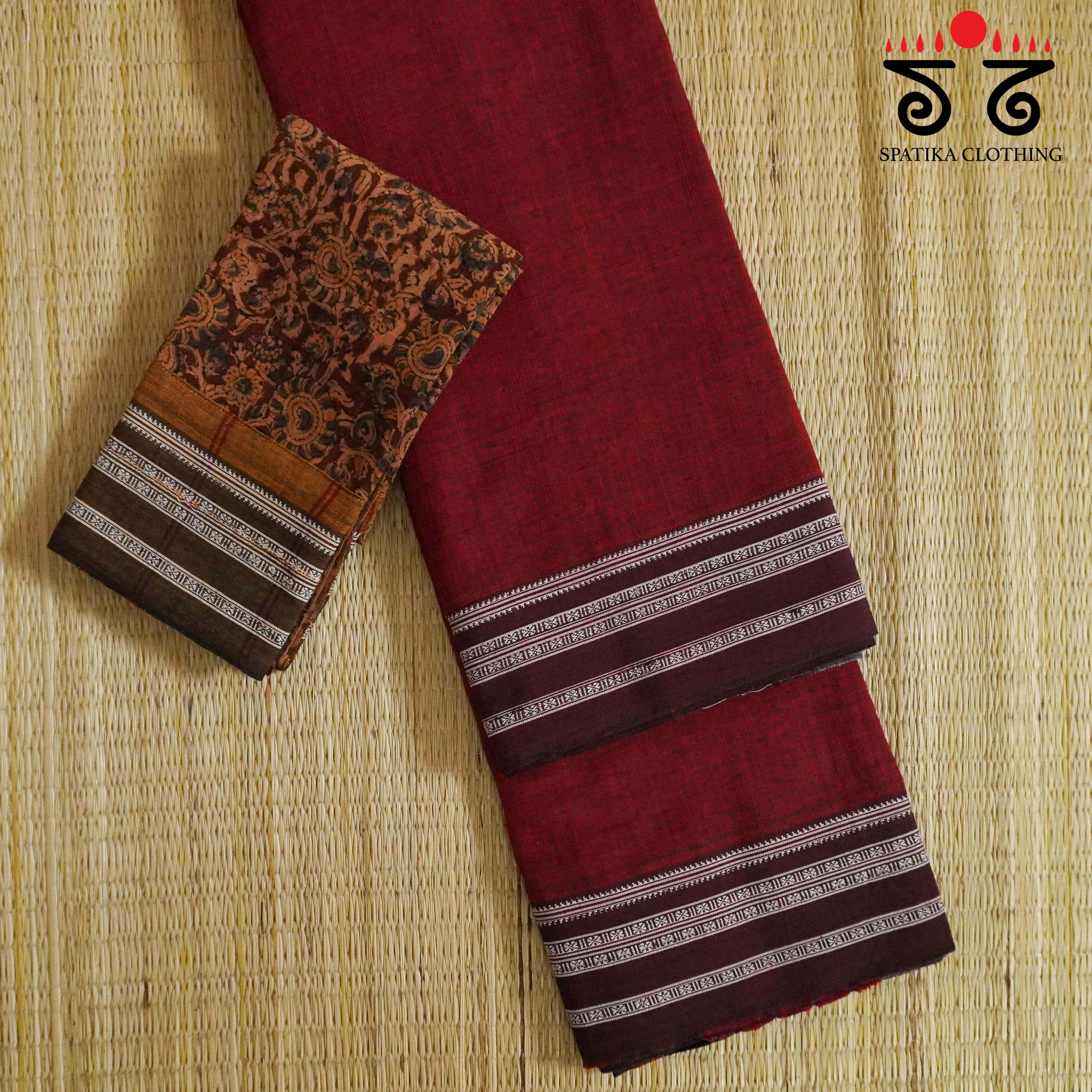 Ilkal Handwoven Cotton Saree - Kalamkari Blouse