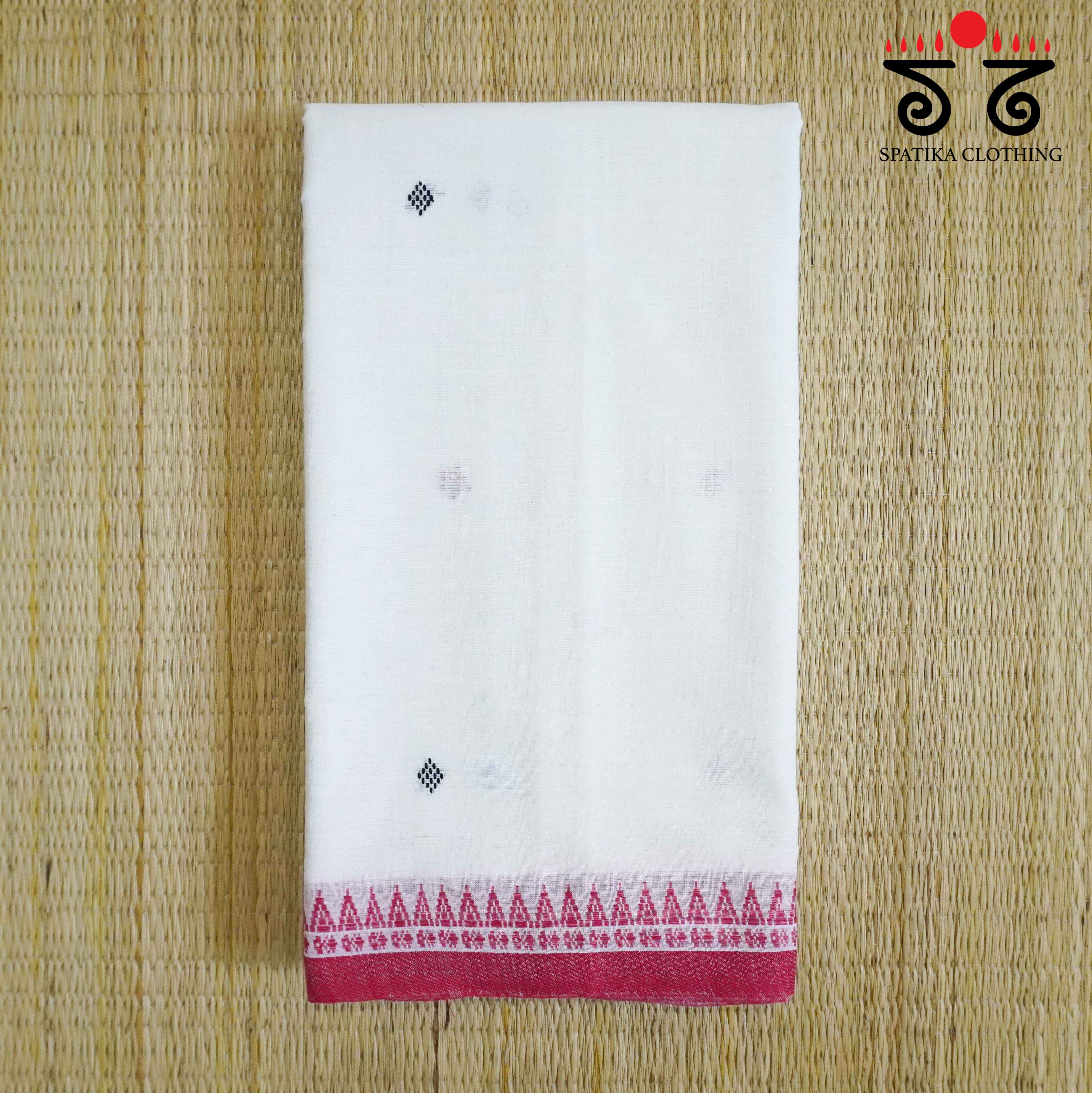 Begampur - White Multi-colour Handwoven Cotton Saree