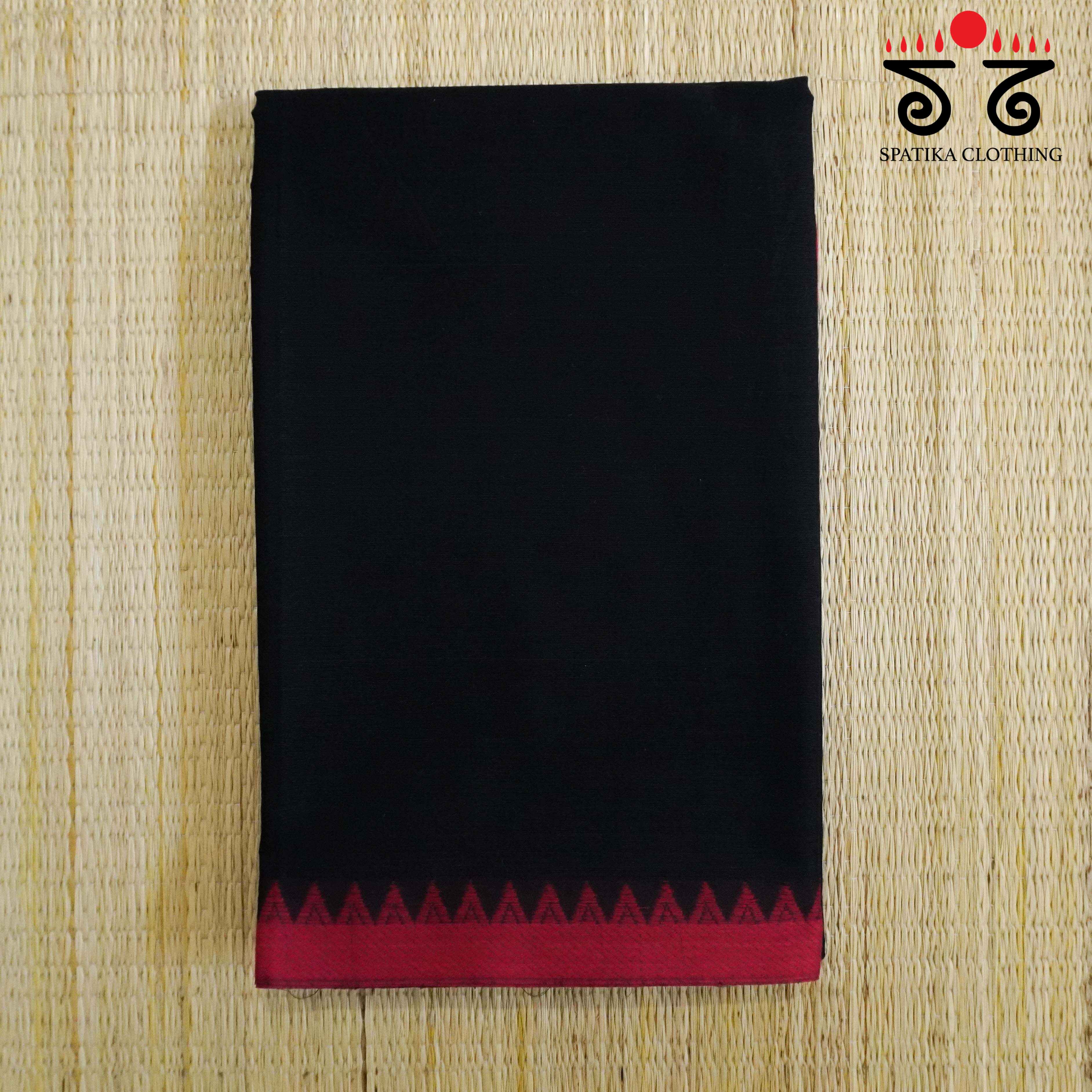 Begampur - Black & Red Handwoven Cotton Saree